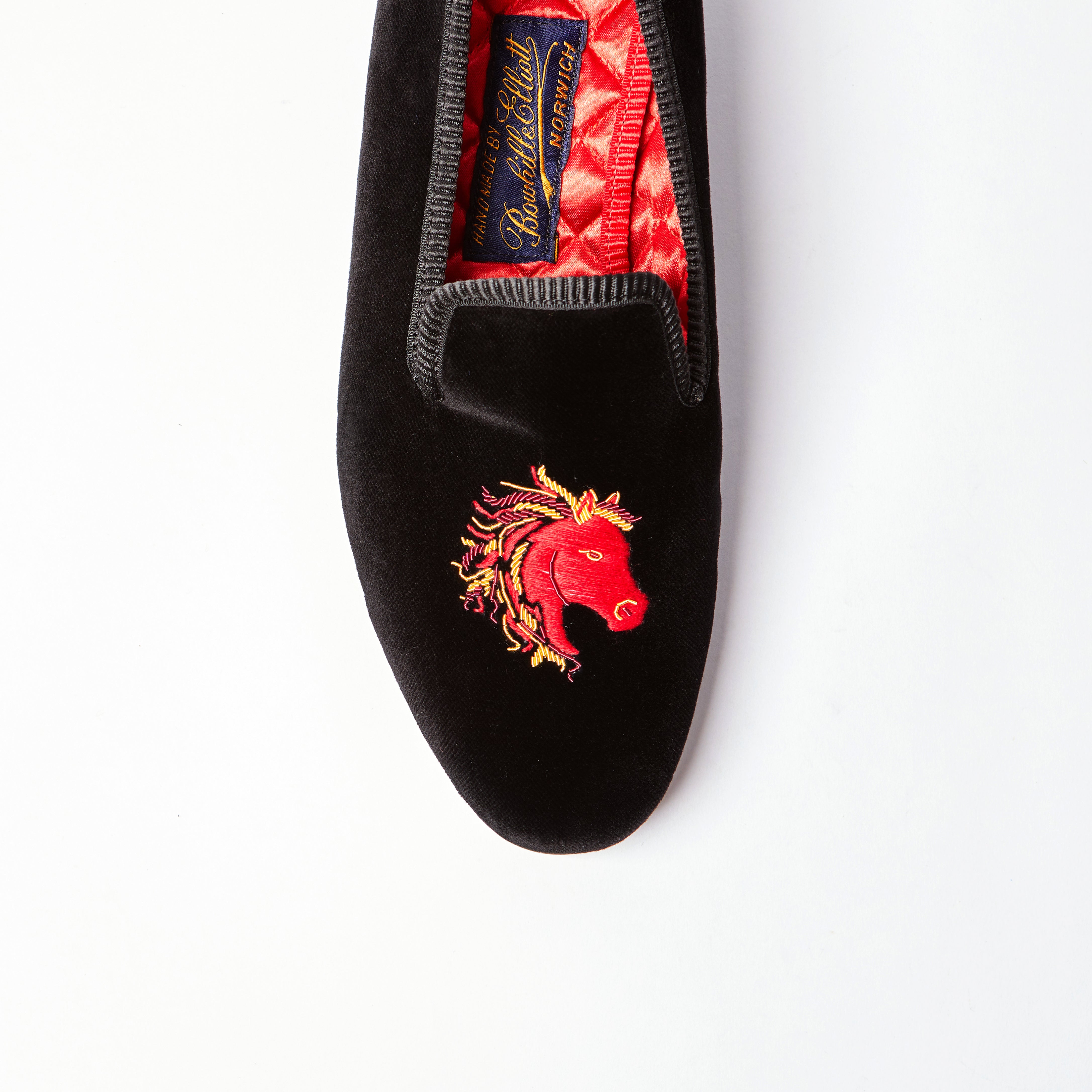 Black Velvet Albert with Embroidered Fire Horse