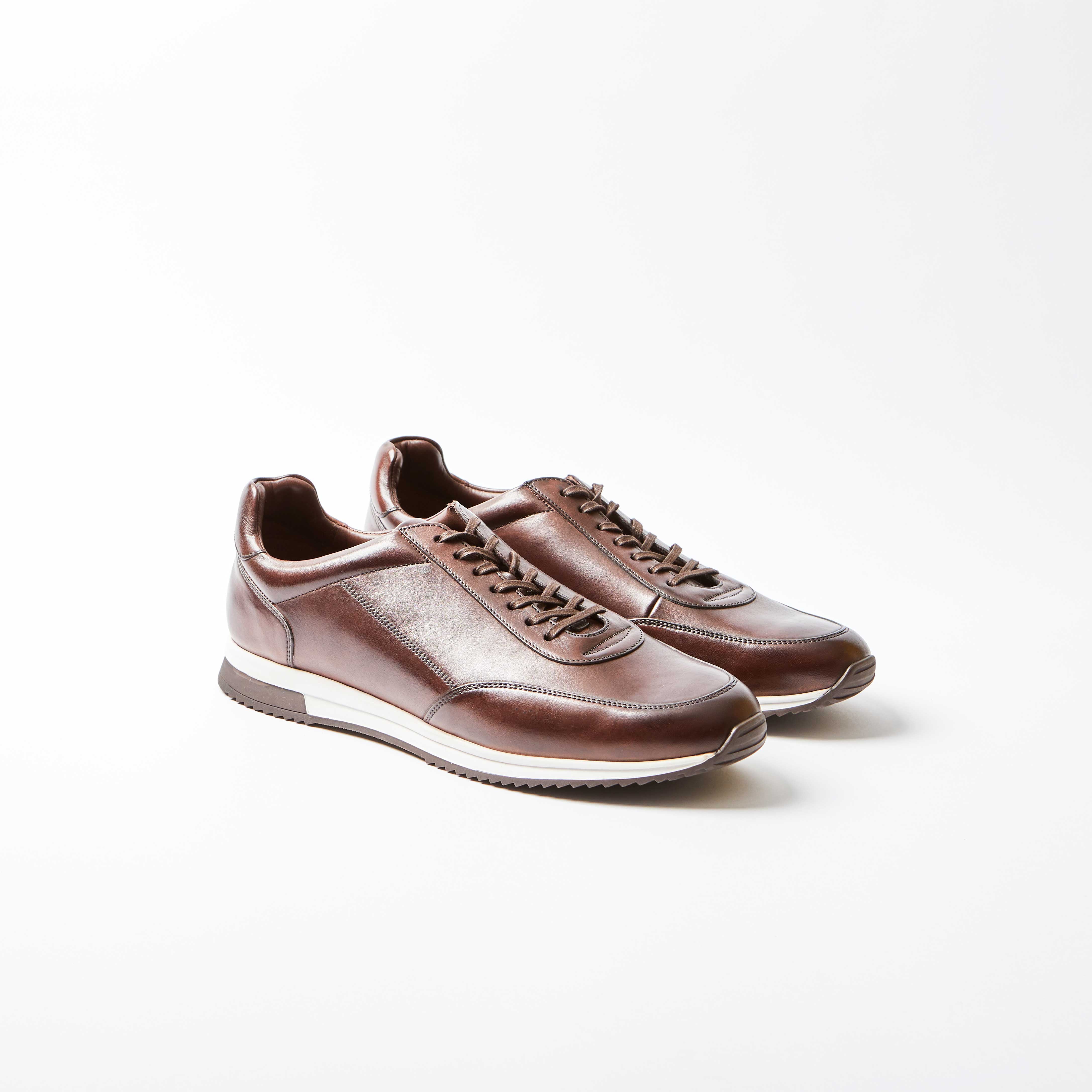 Bannister Dark Brown Calf Leather Trainers
