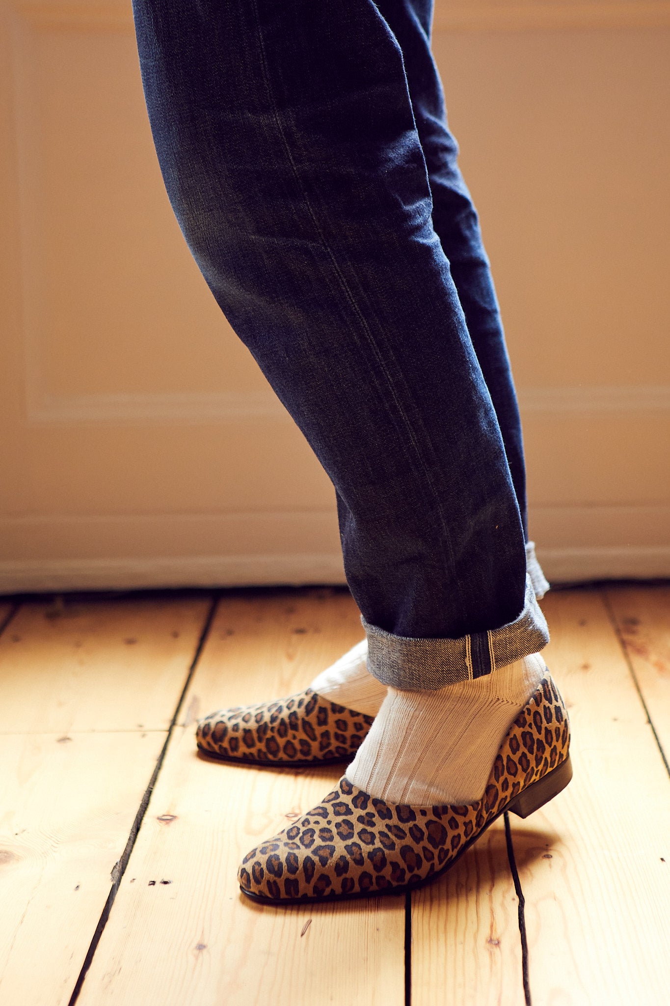 Leopard Print Suede Hard Sole Grecian Slippers