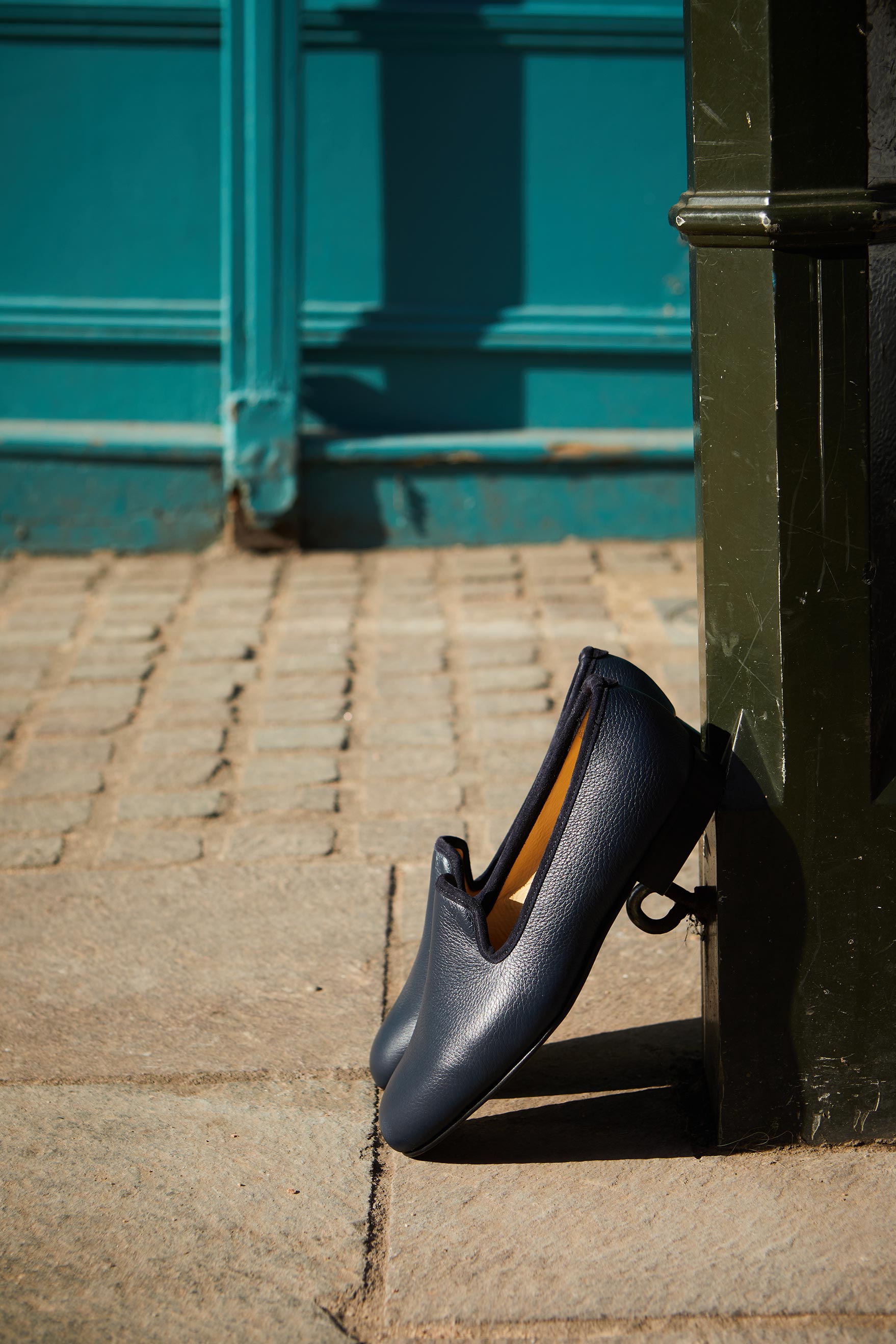 Navy Deerskin Albert Slippers