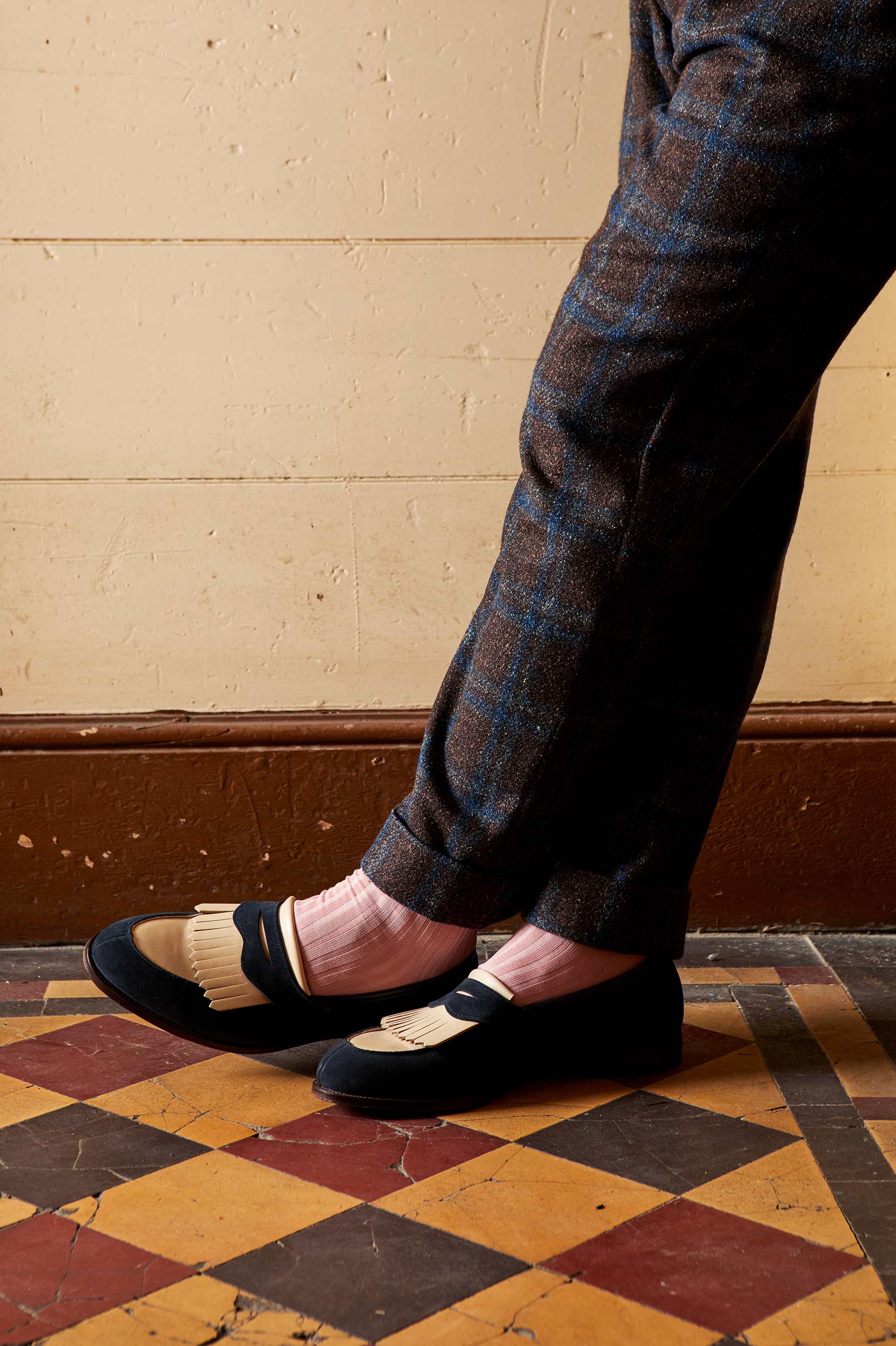Sonning Navy Suede/Ivory Leather