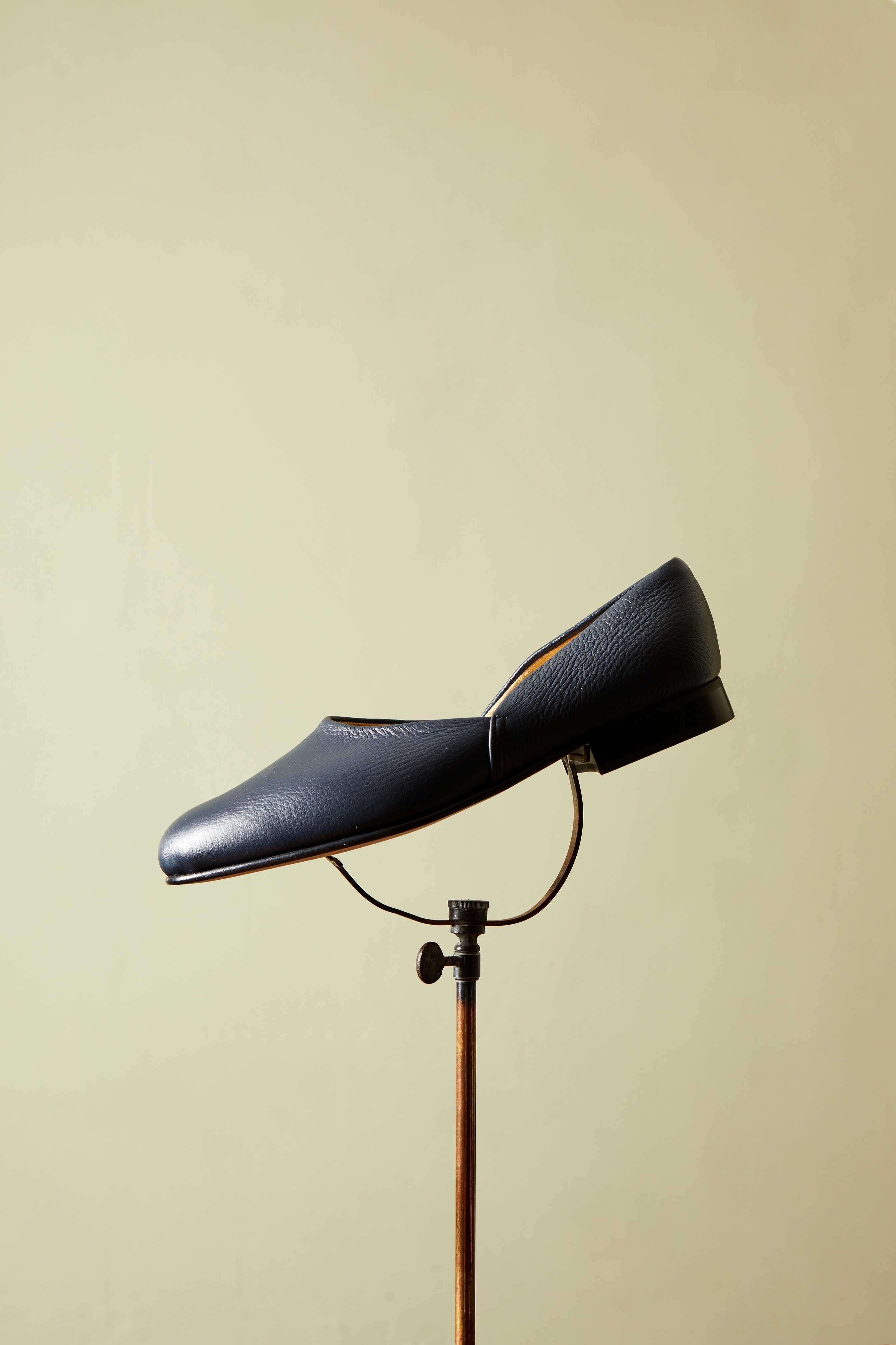 Navy Deerskin Hard Sole Grecian Slippers