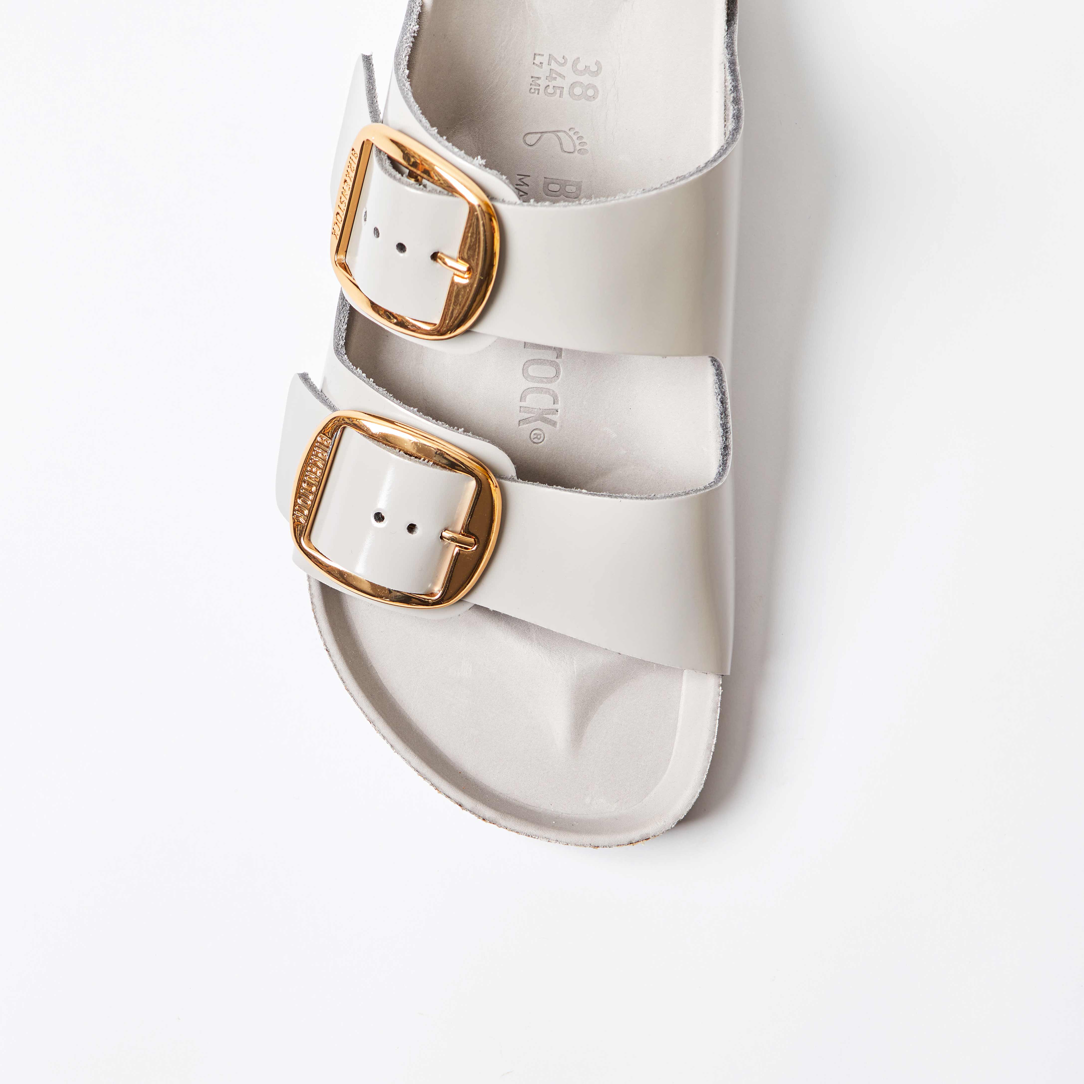 Arizona Big Buckle Natural Leather Patent High-Shine Stone