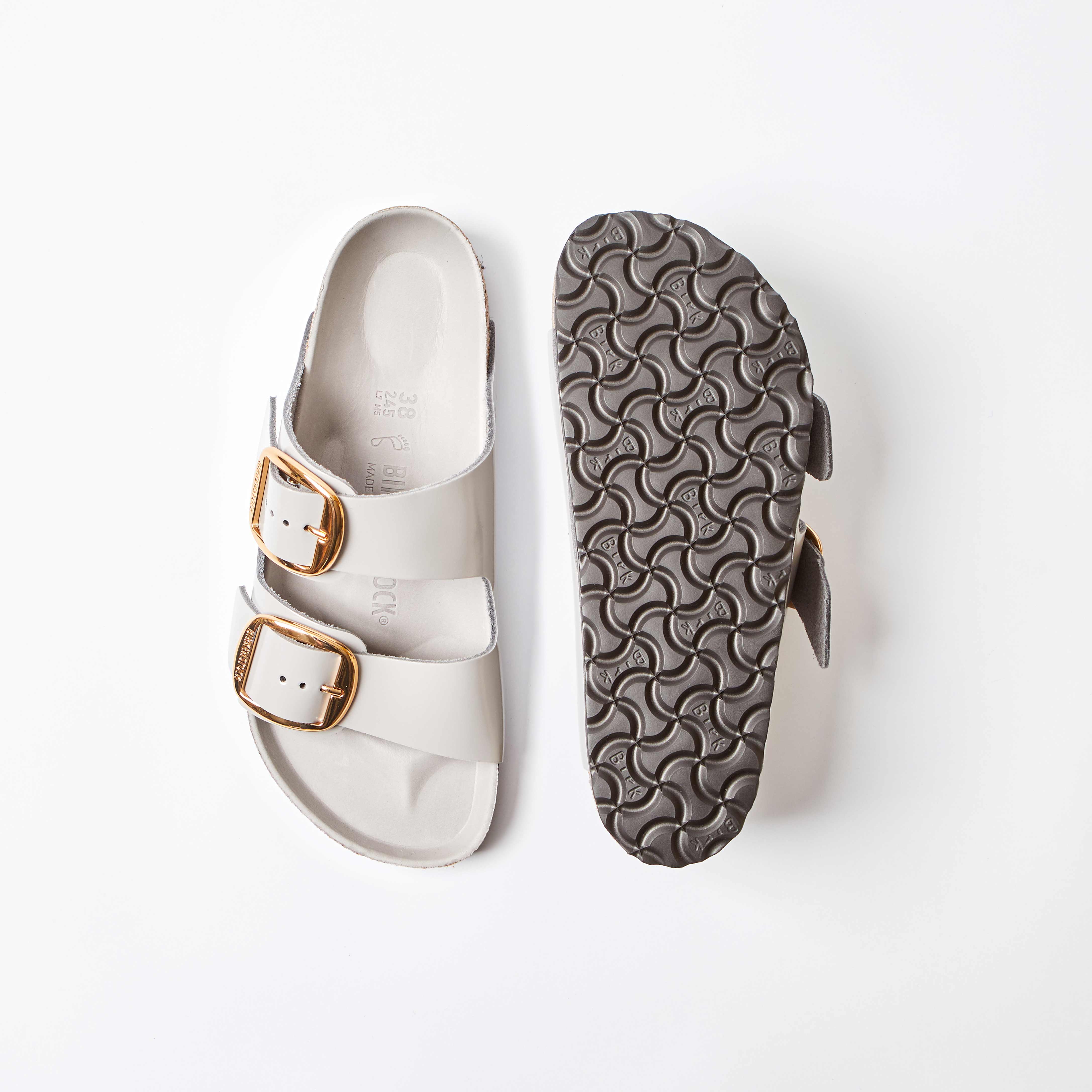 Arizona Big Buckle Natural Leather Patent High-Shine Stone