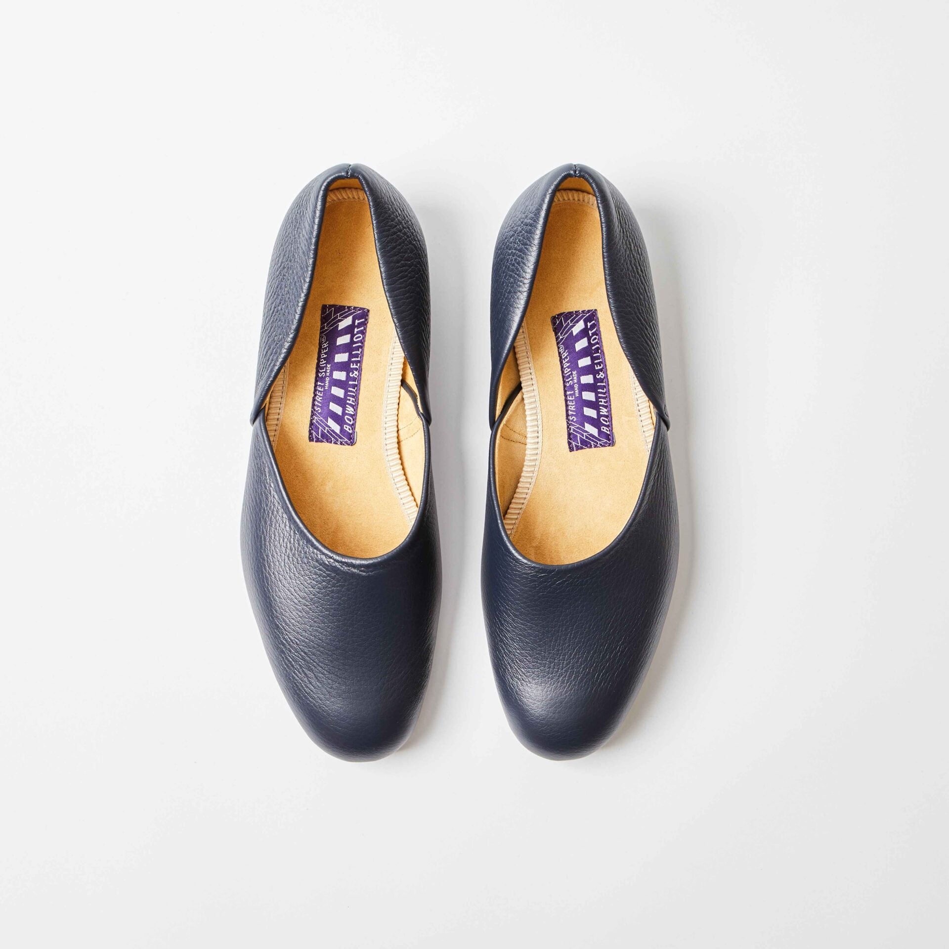 Navy Deerskin Hard Sole Grecian Slippers