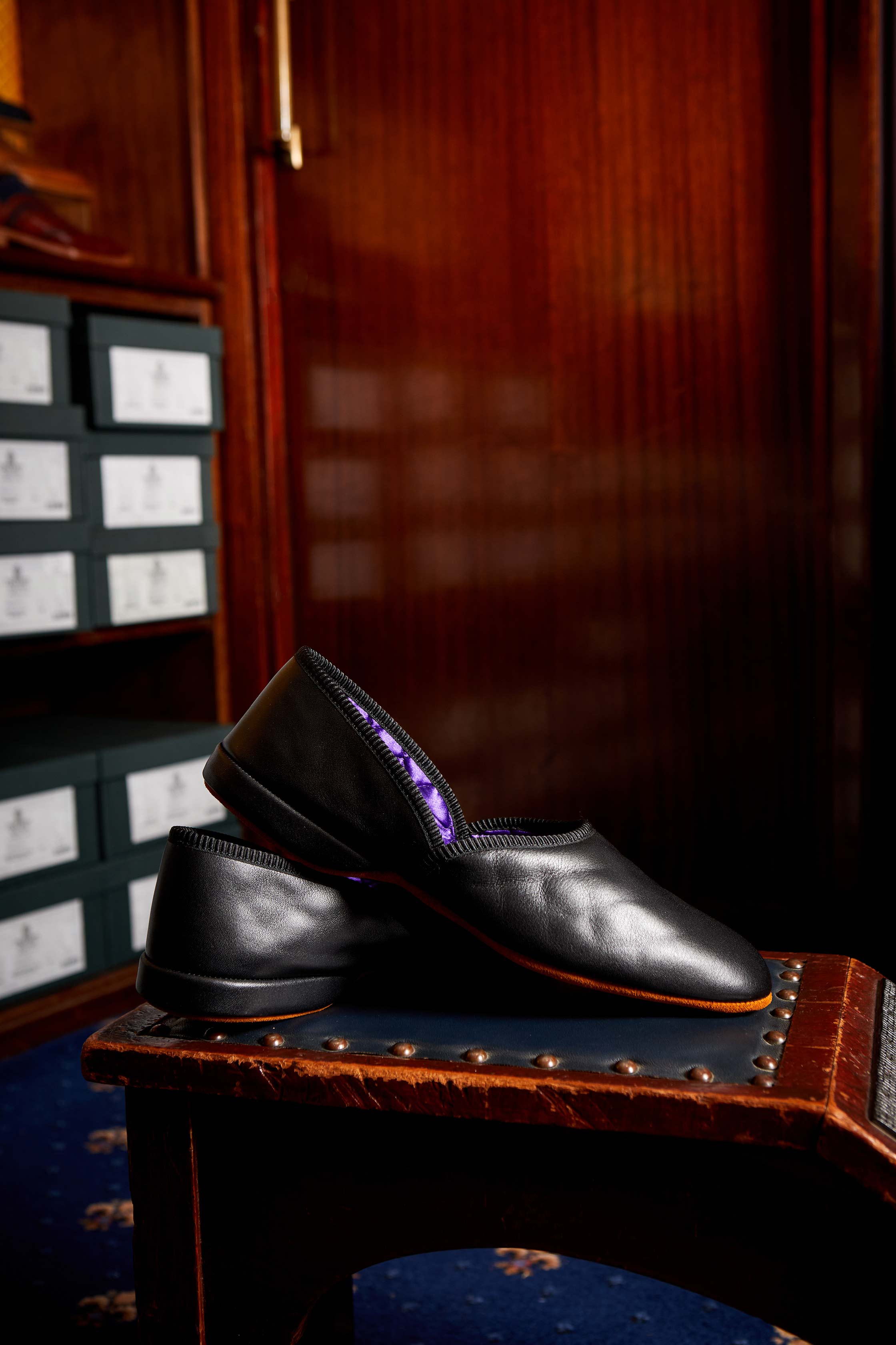 Black Leather Grecian Slippers