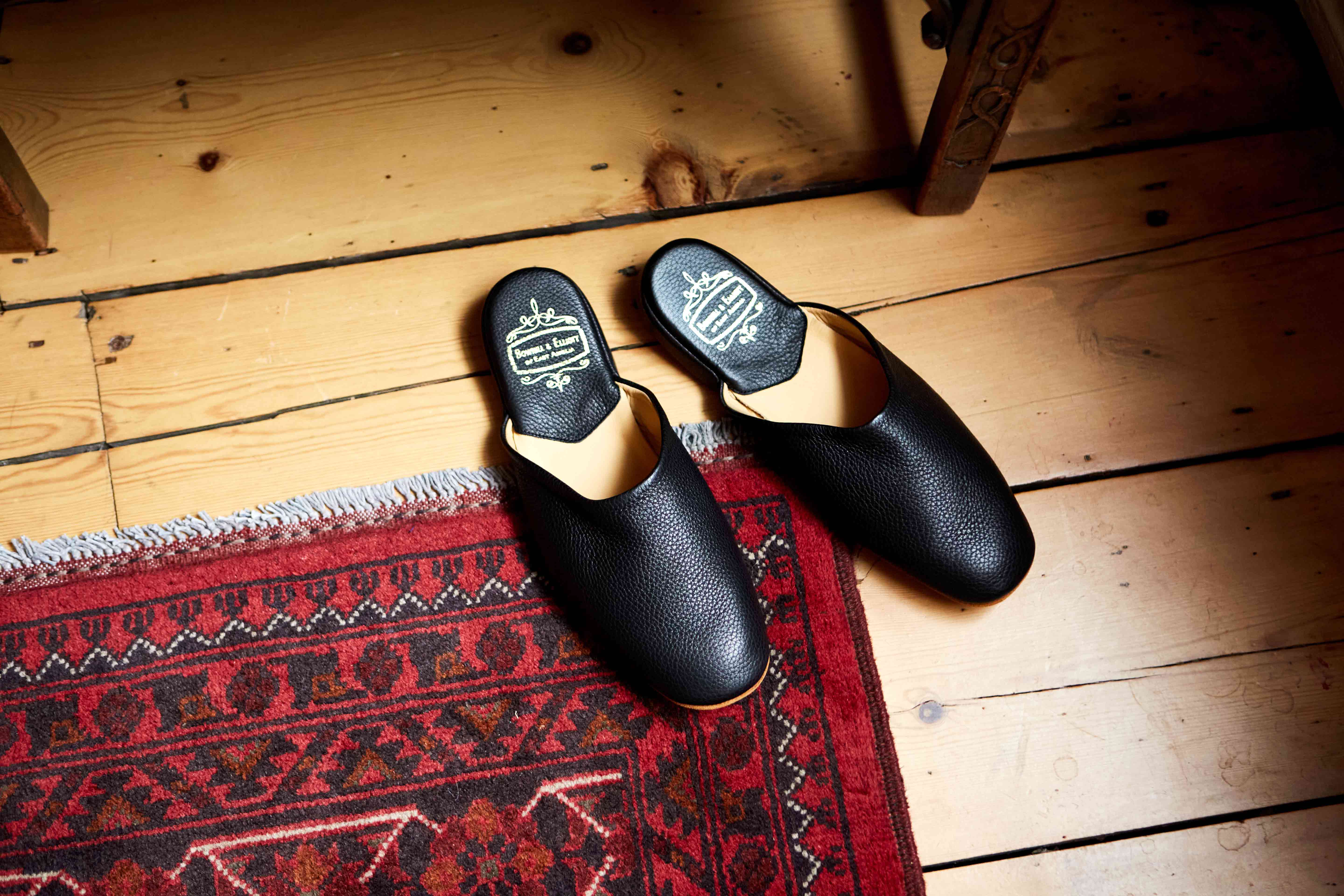 Black Deerskin Mule Slippers