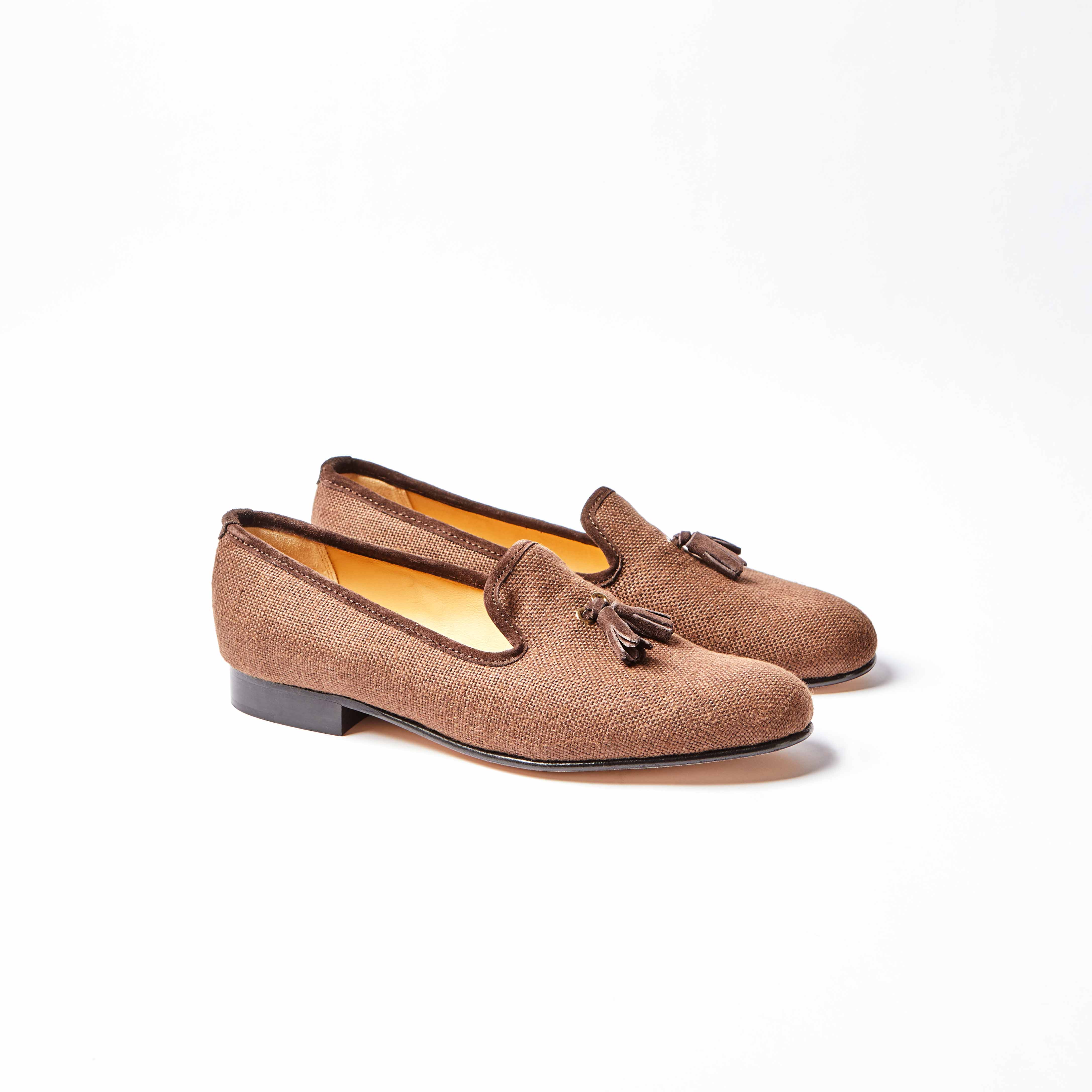 Fox Linen Dark Brown Albert Slipper with Tassel