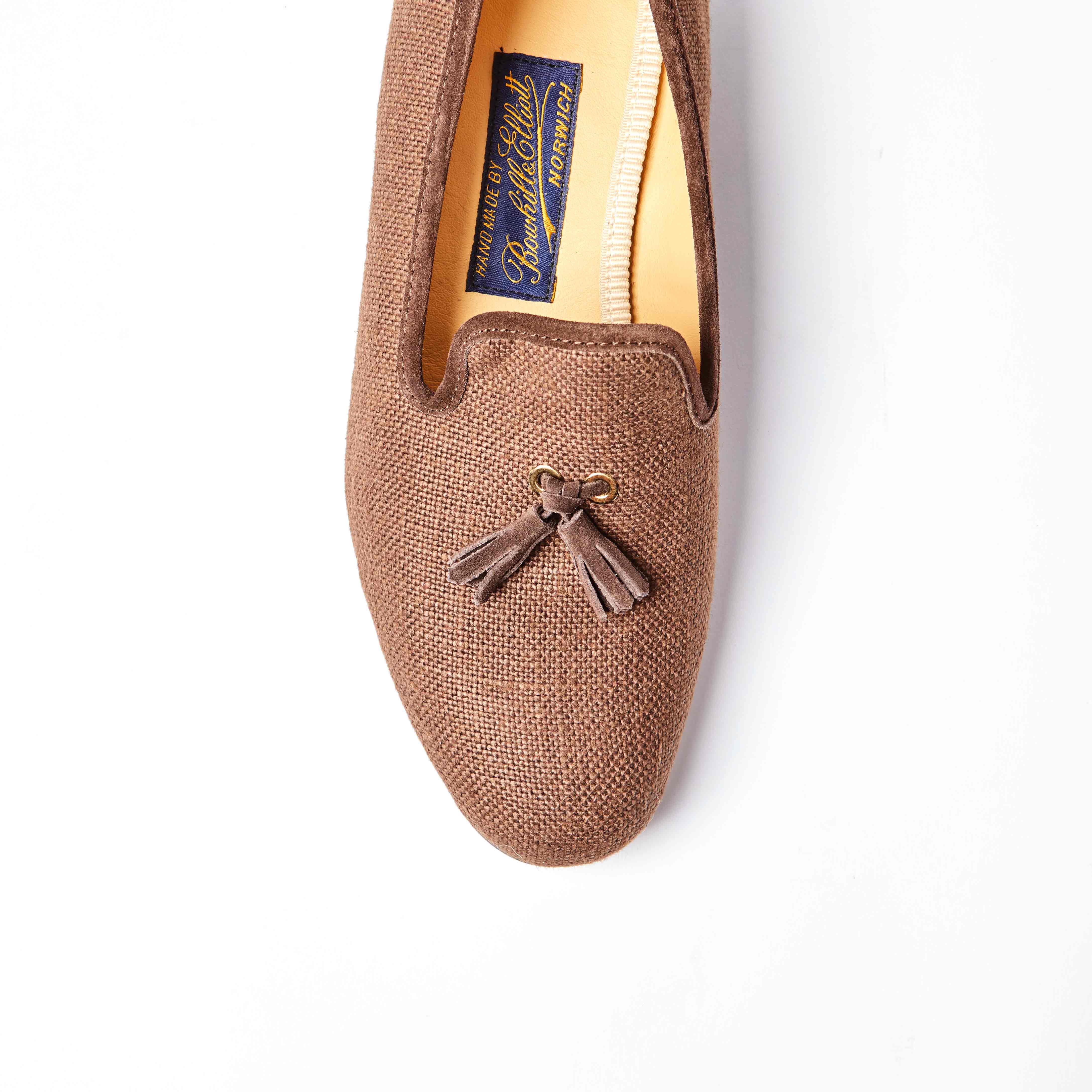 Fox Linen Dark Brown Albert Slipper with Tassel