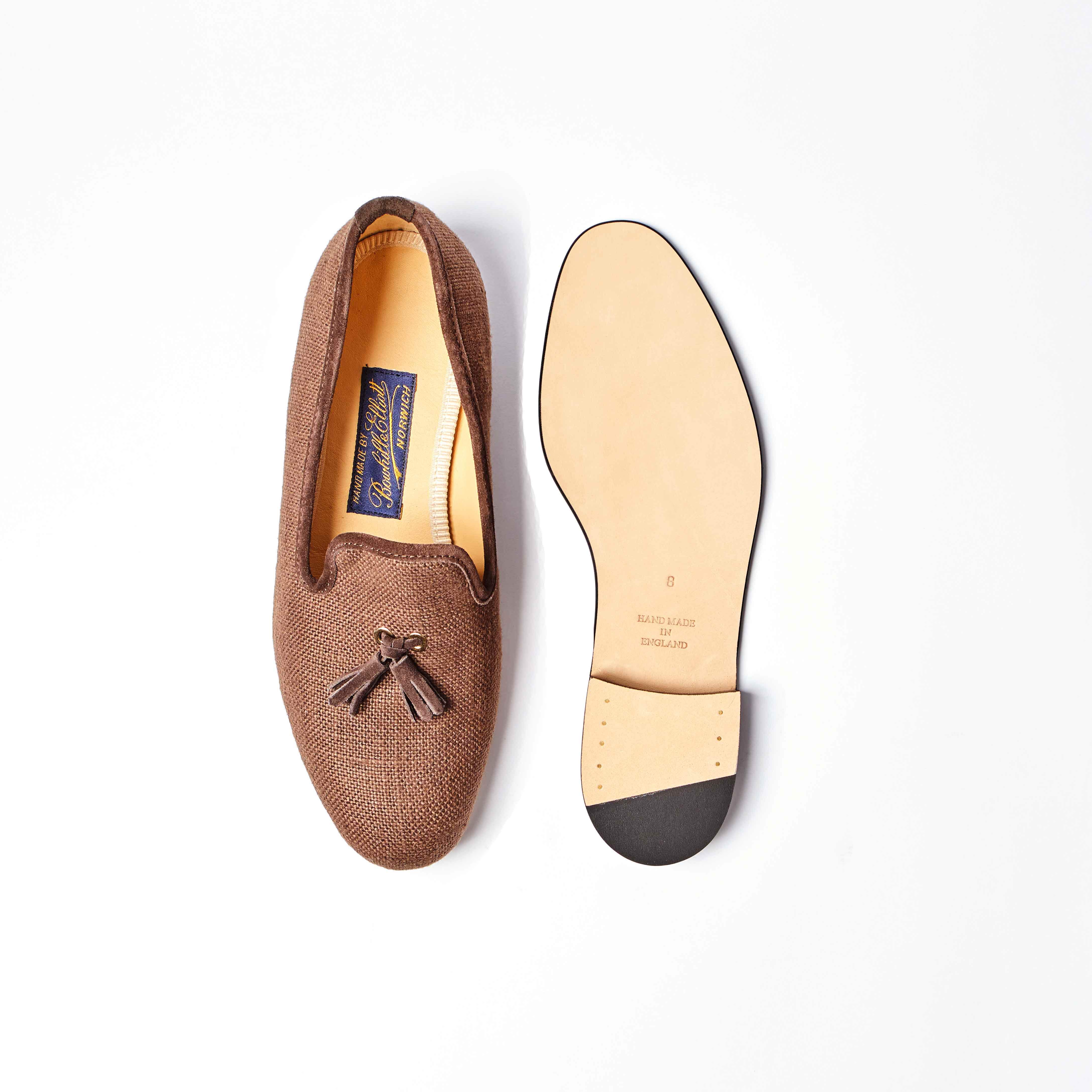 Fox Linen Dark Brown Albert Slipper with Tassel