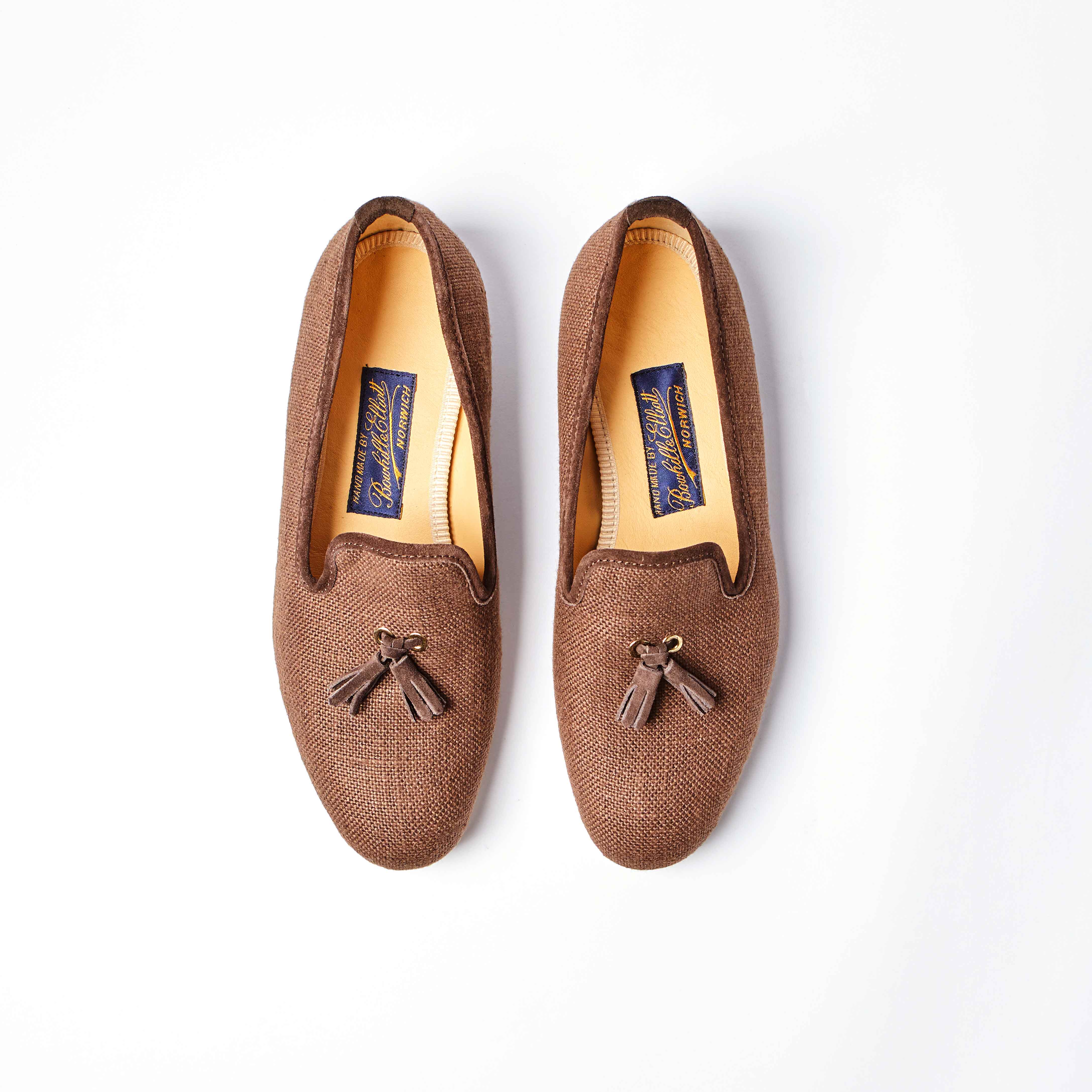 Fox Linen Dark Brown Albert Slipper with Tassel