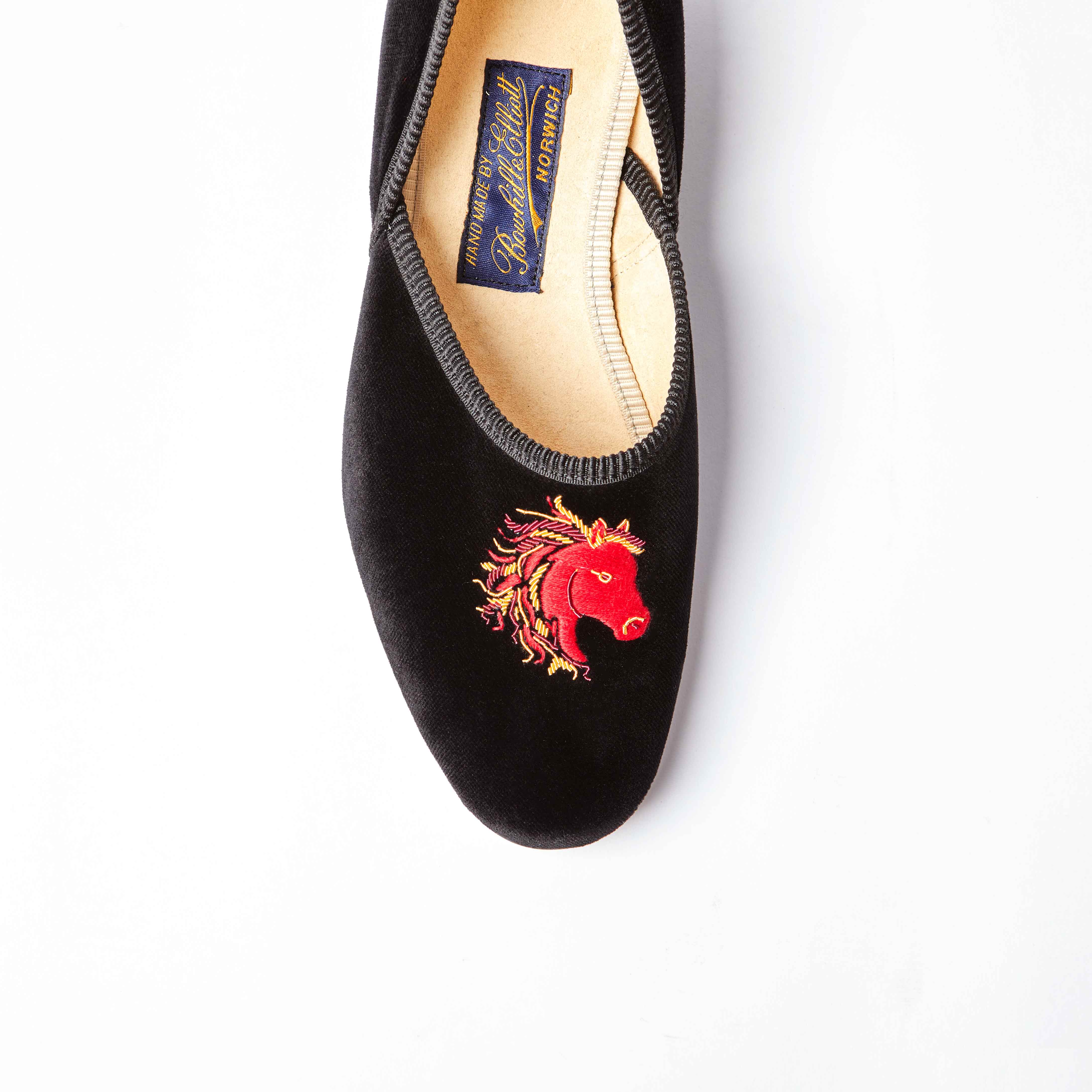 The Grecian in Black Velvet with Embroidered Fire Horse