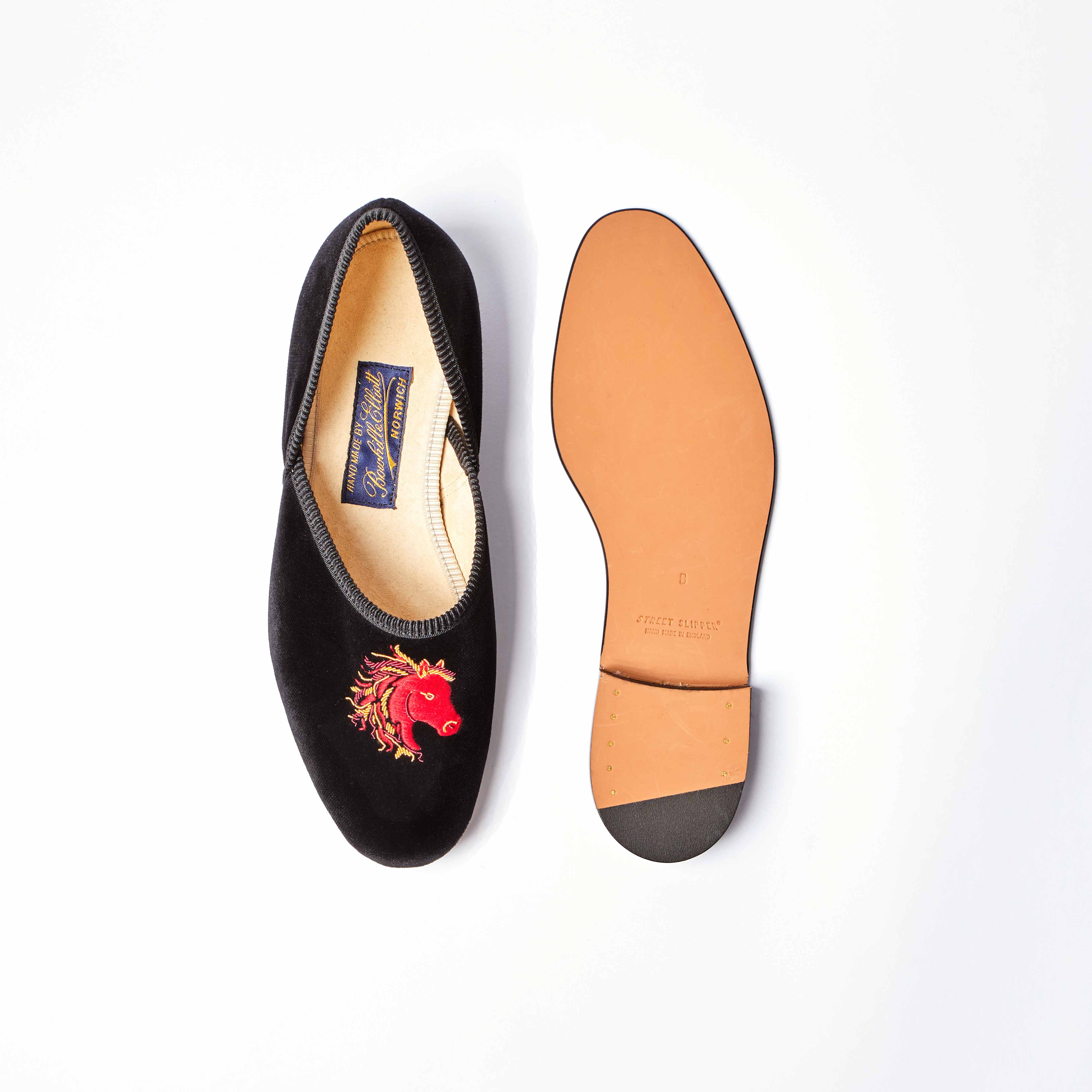 The Grecian in Black Velvet with Embroidered Fire Horse