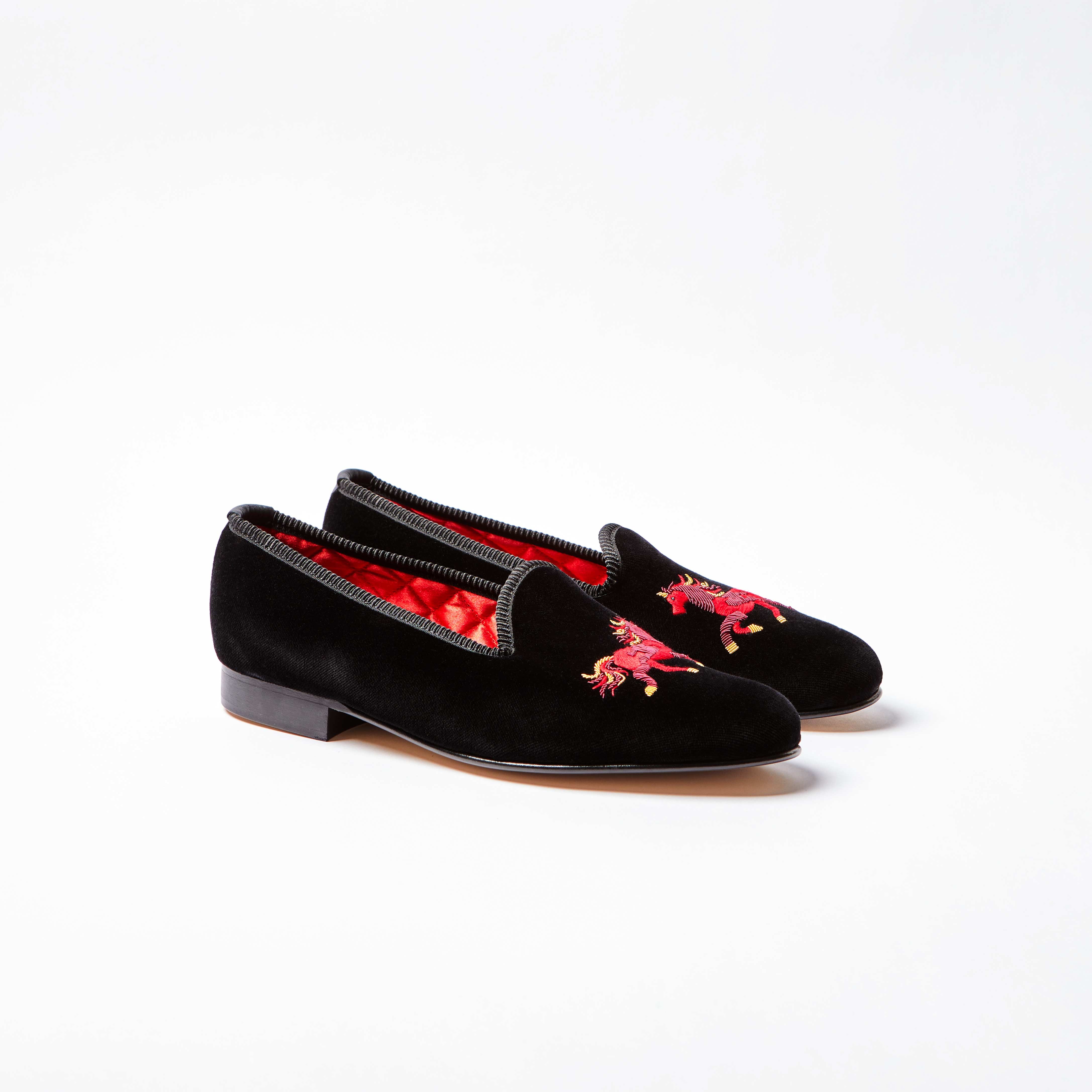 Black Velvet Venetian with Embroidered Fire Horse