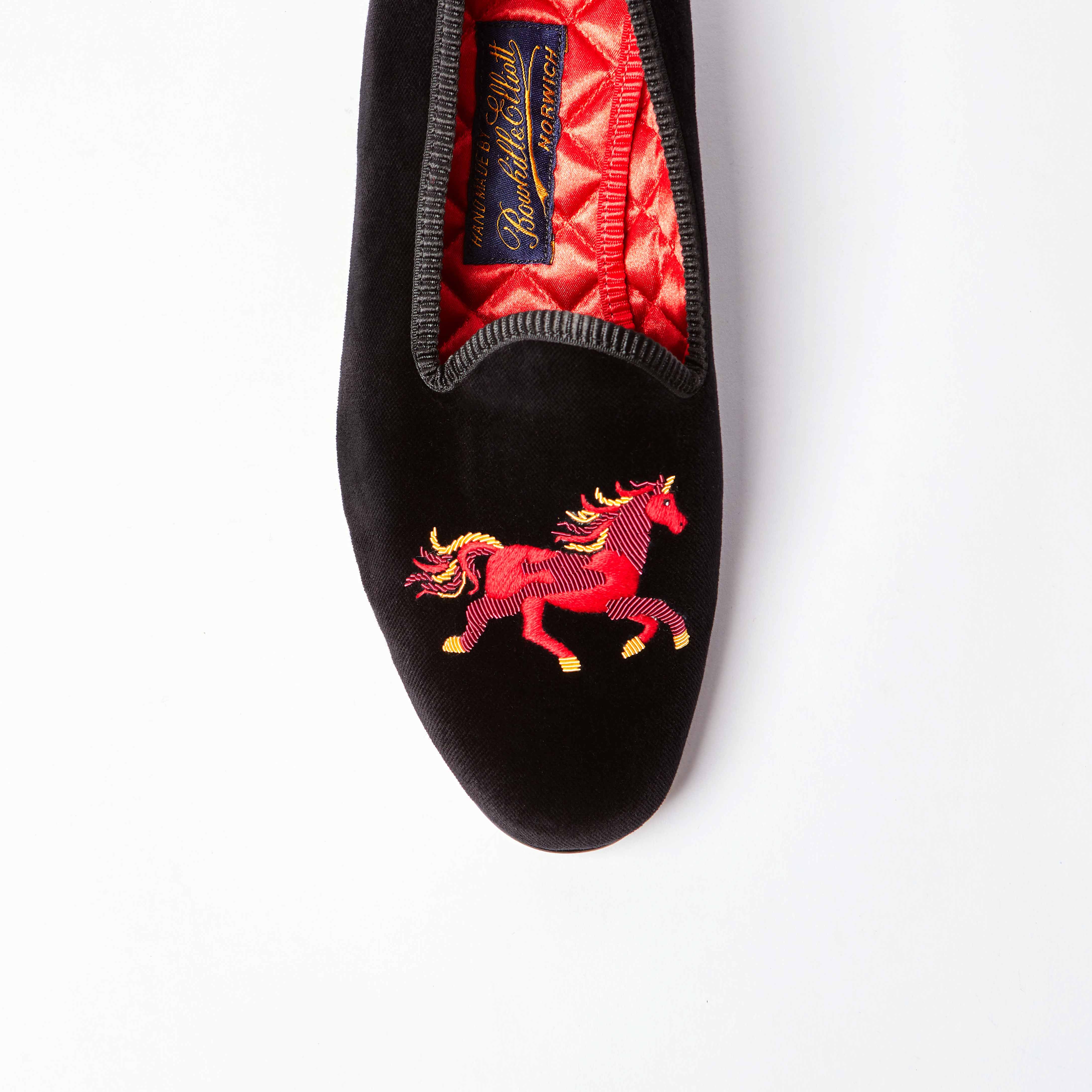 Black Velvet Venetian with Embroidered Fire Horse