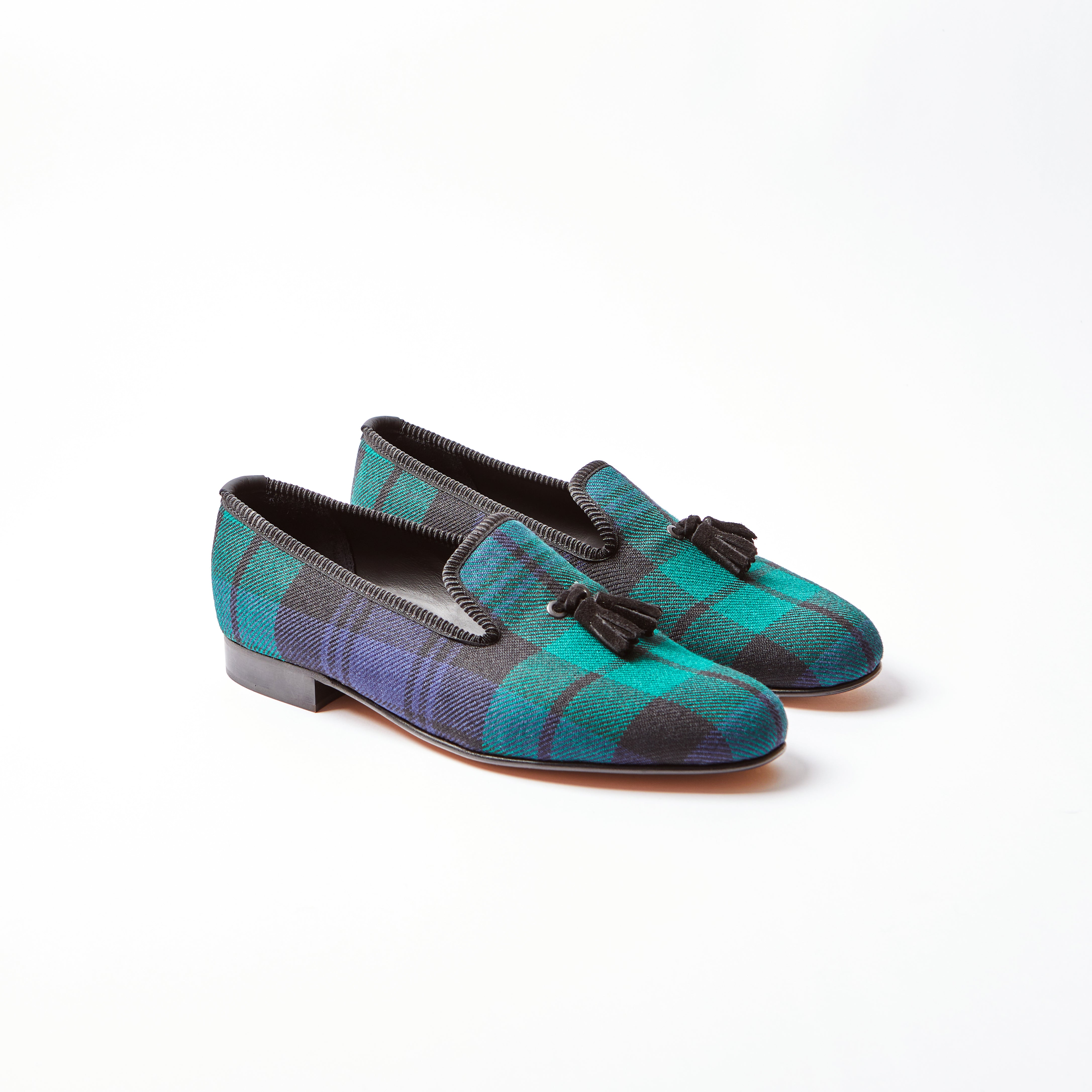 Black Watch Tartan Albert Slipper with Tassel