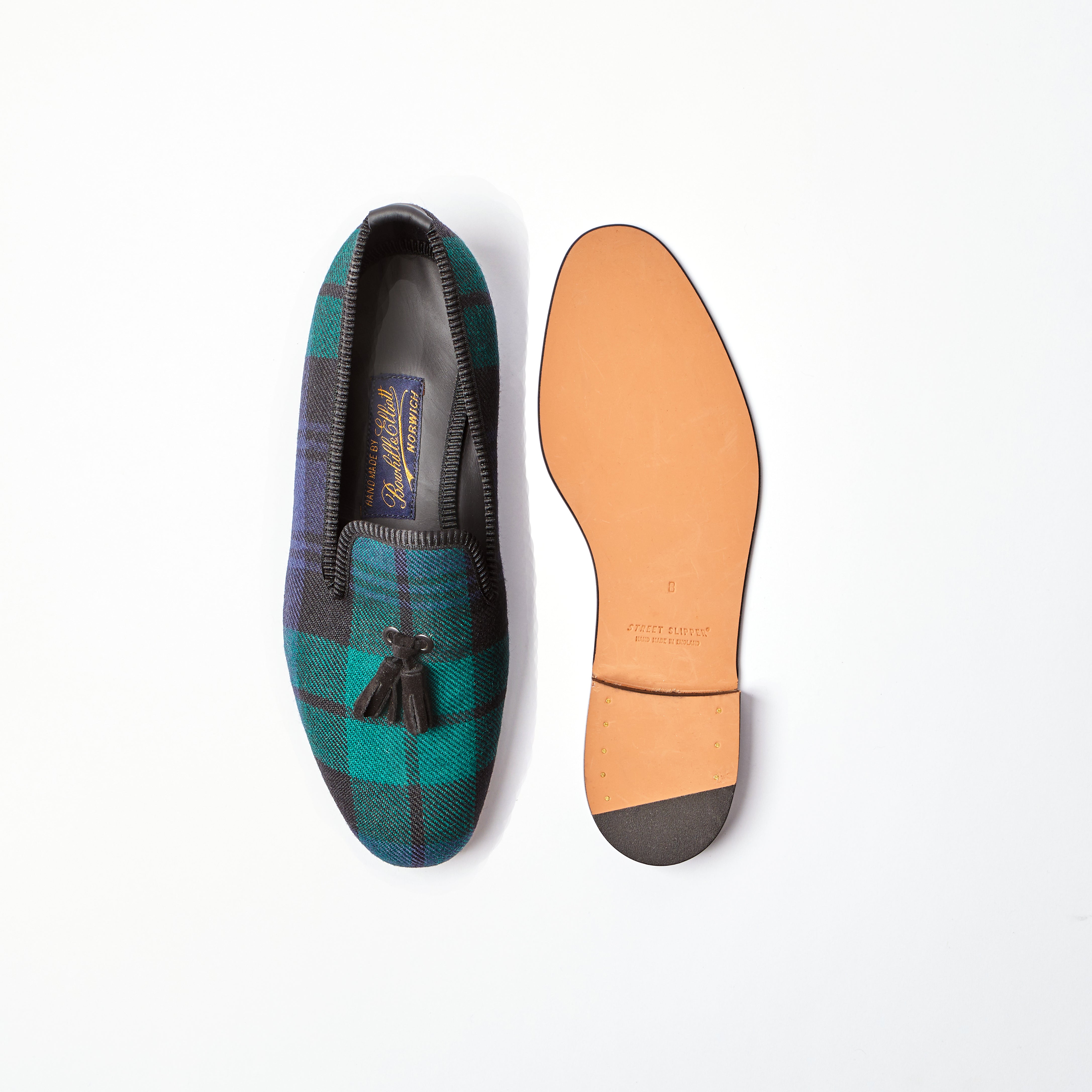 Black Watch Tartan Albert Slipper with Tassel