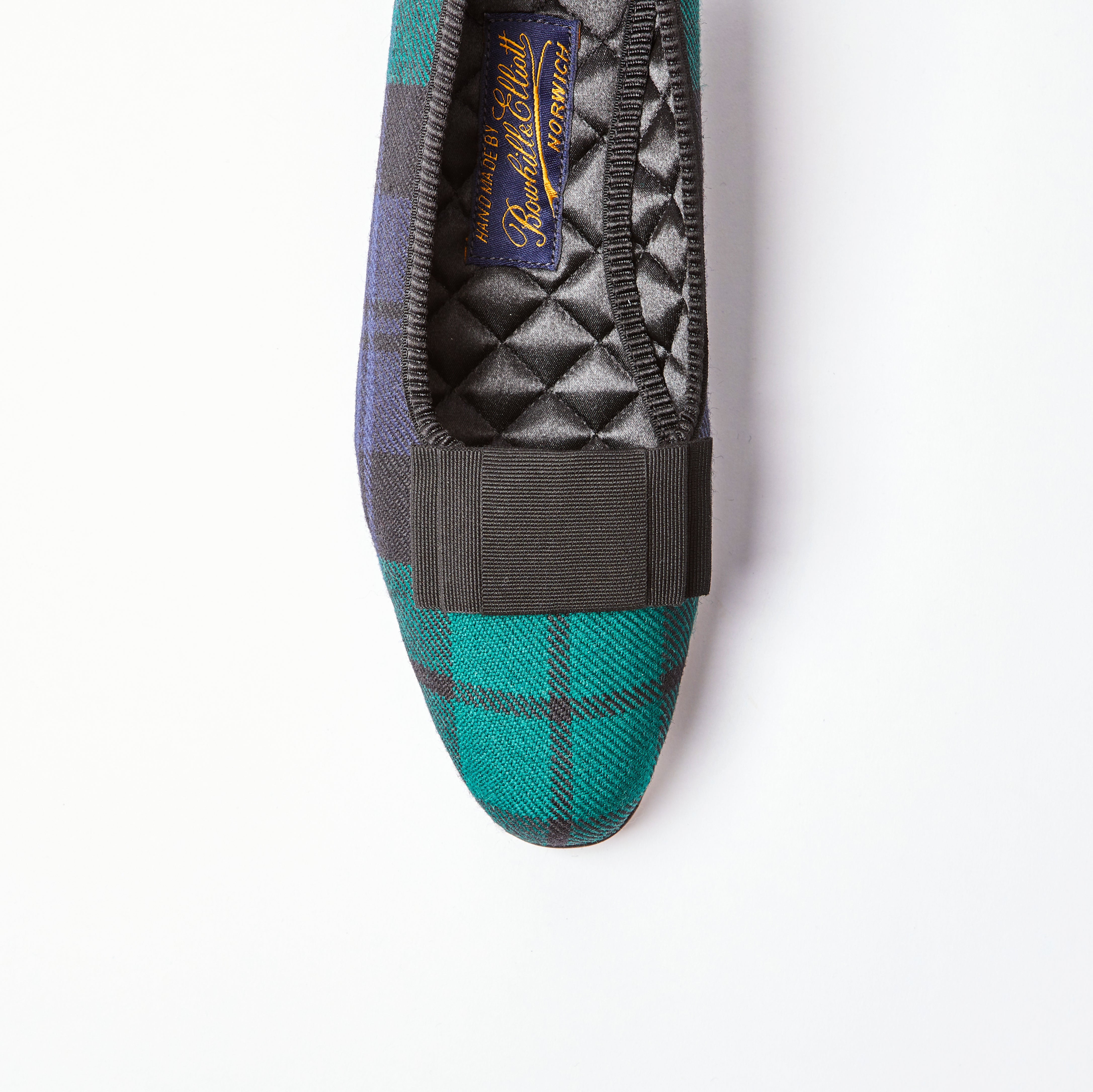 Black Watch Tartan Opera Pumps with Flat Bow