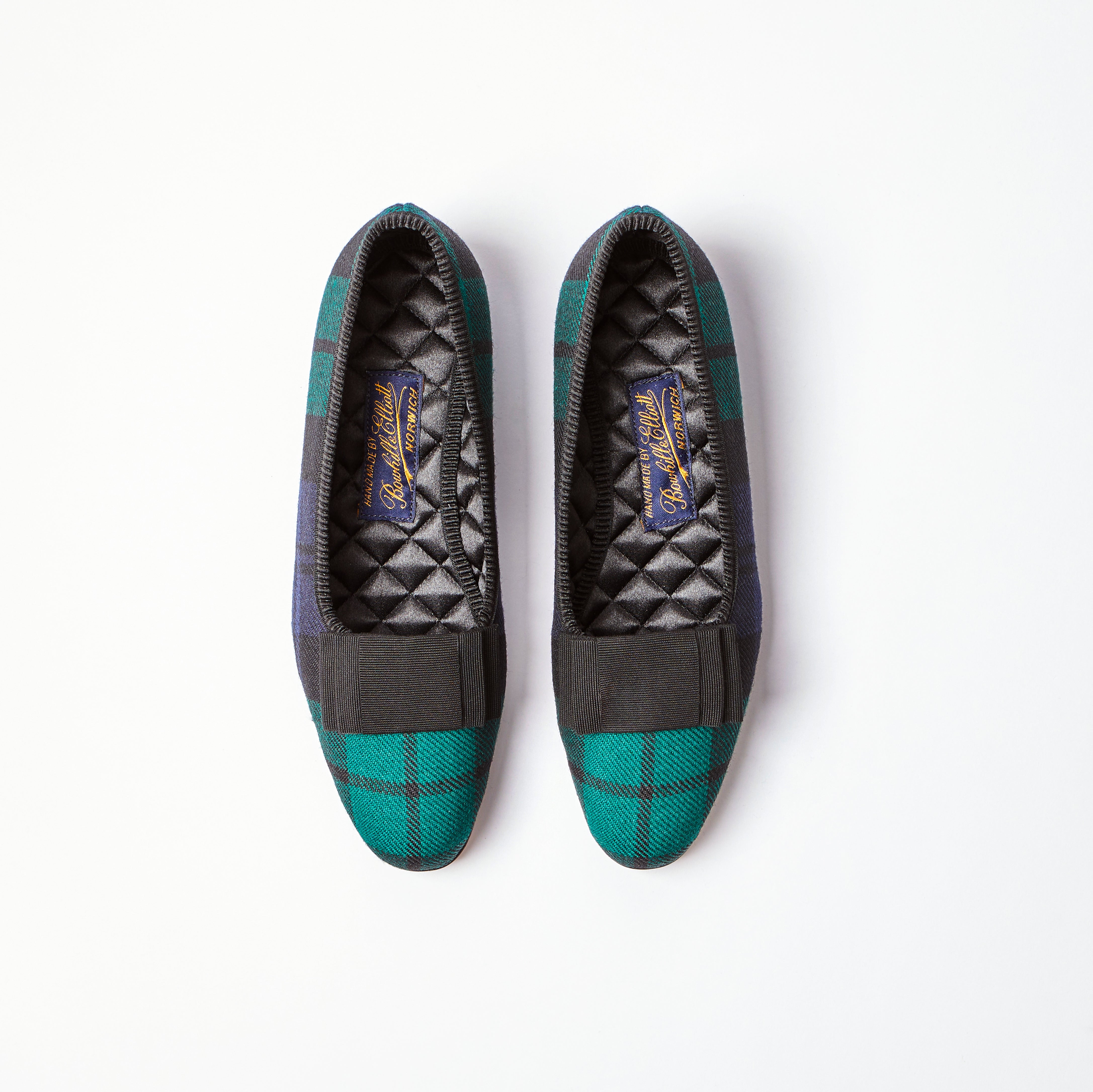 Black Watch Tartan Opera Pumps with Flat Bow