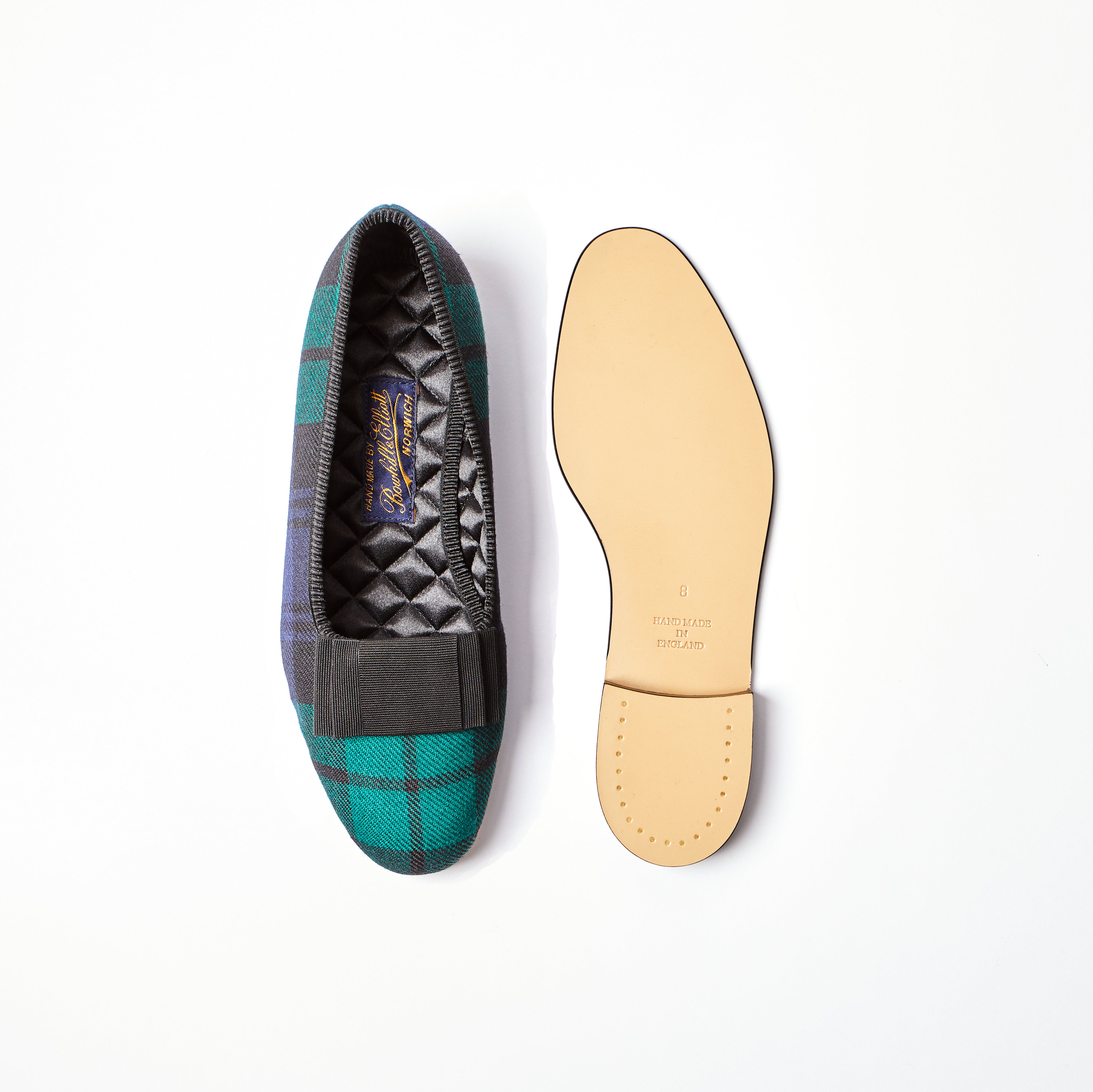 Black Watch Tartan Opera Pumps with Flat Bow