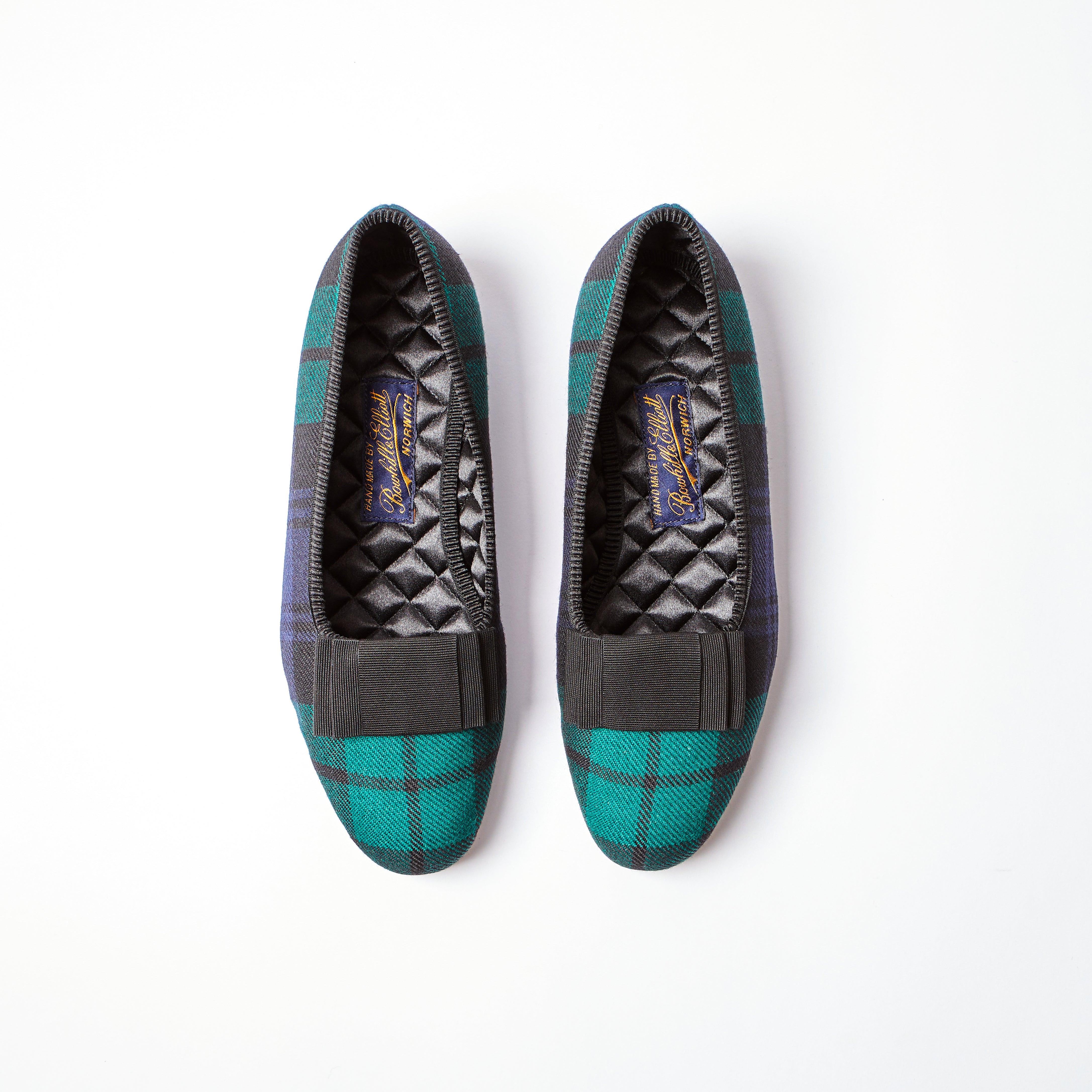 Black Watch Tartan Opera Pumps with Flat Bow