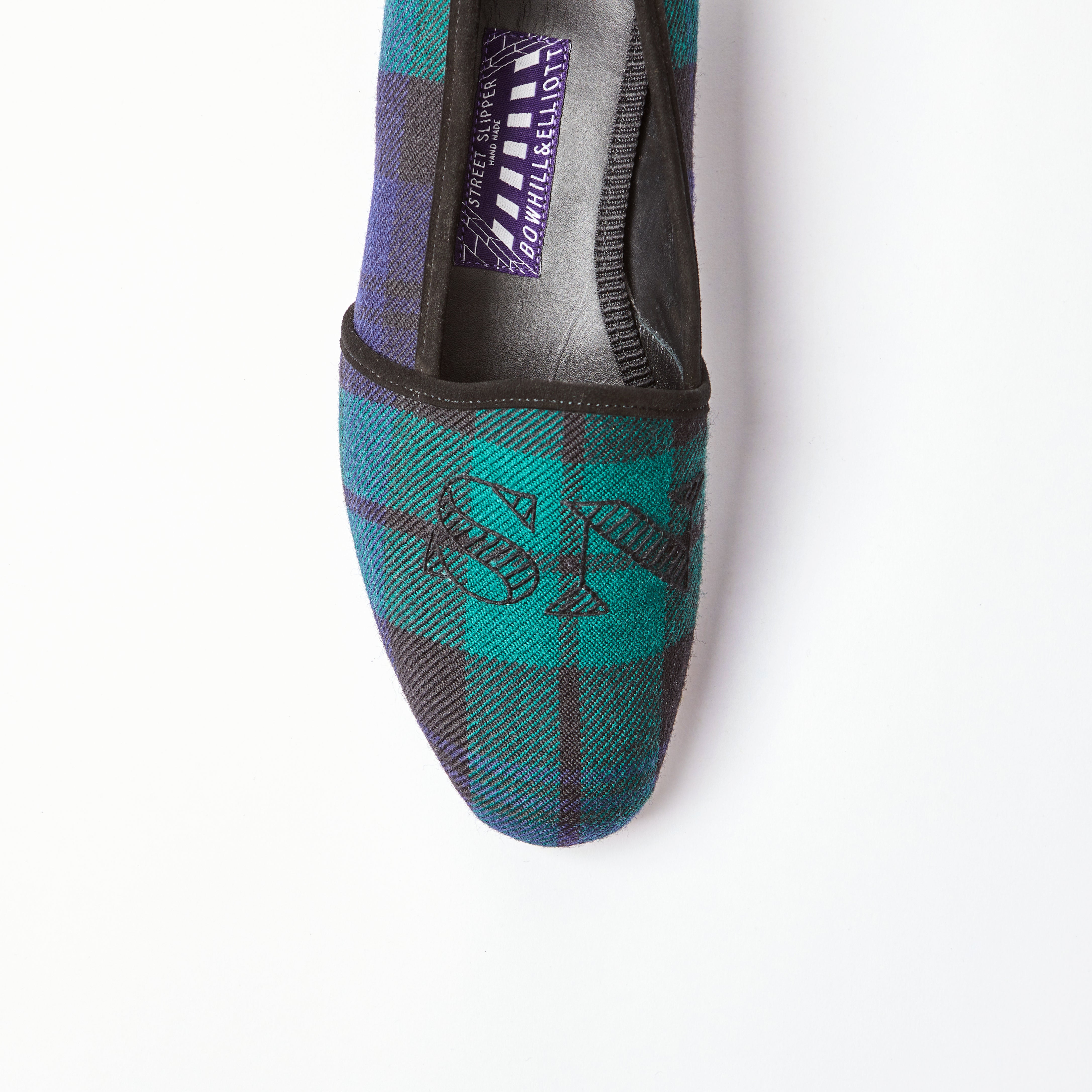 Black Watch Tartan SNOB Embroidered Hard Soled Monk Slippers