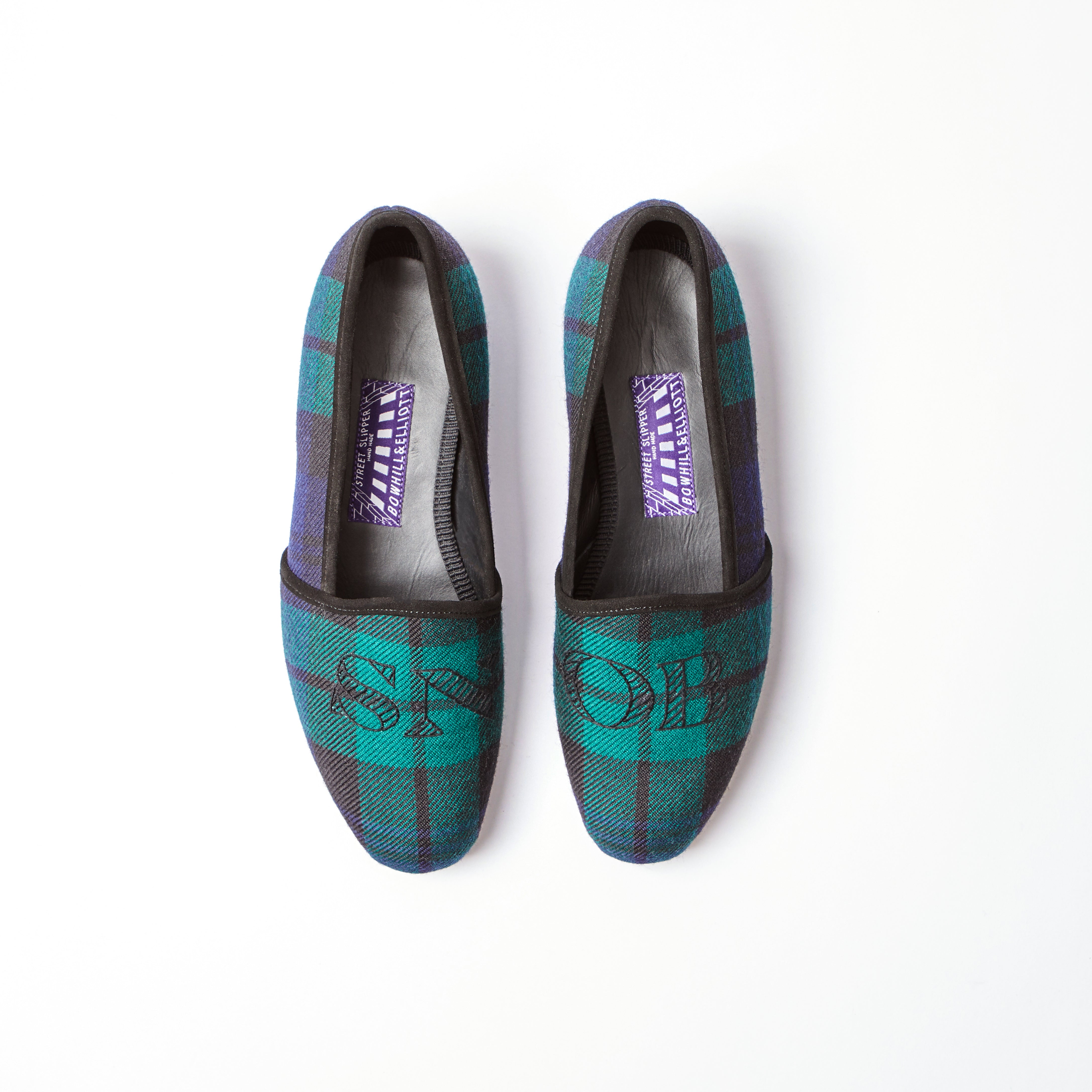 Black Watch Tartan SNOB Embroidered Hard Soled Monk Slippers