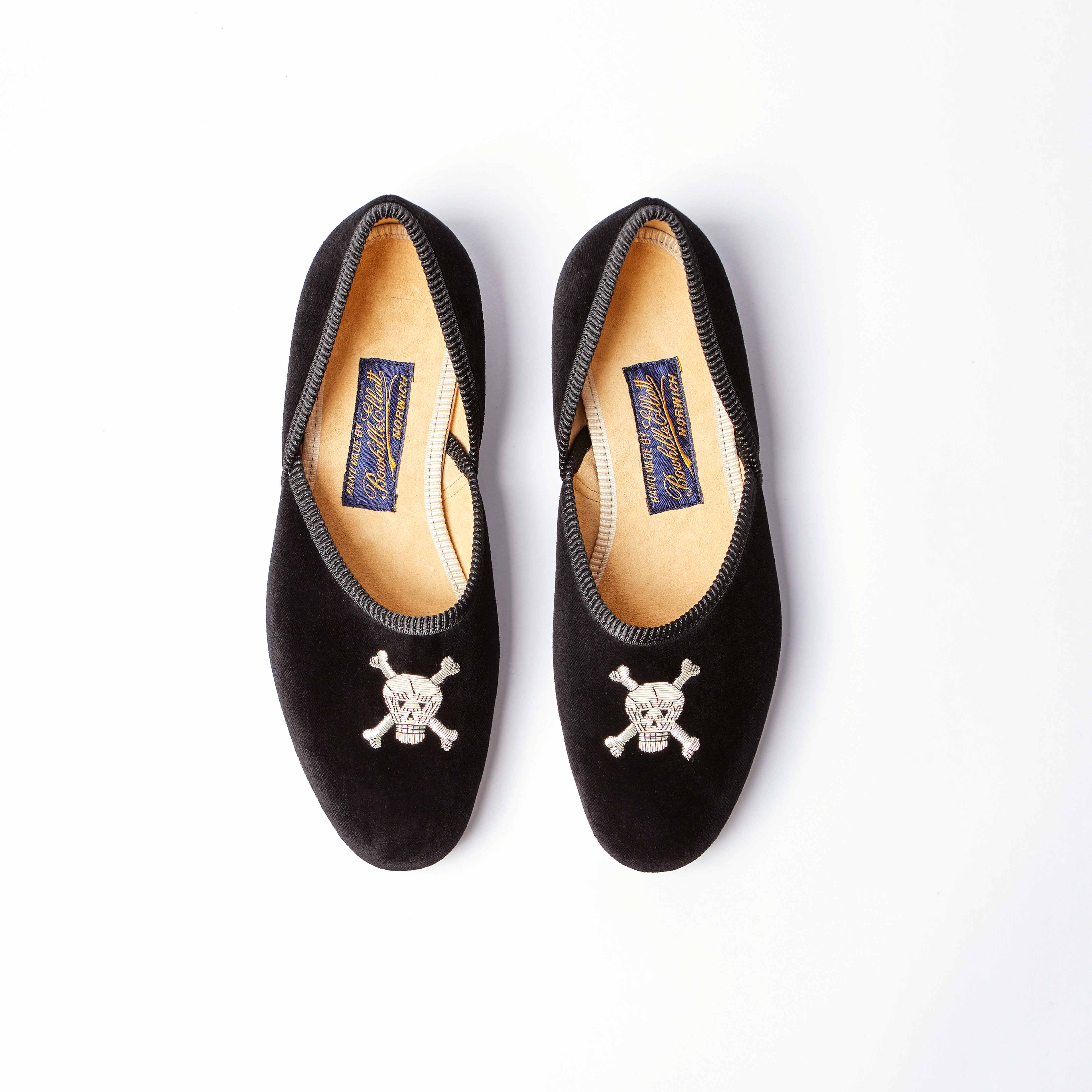 The Grecian in Black Velvet with Embroidered Skull & Crossbones