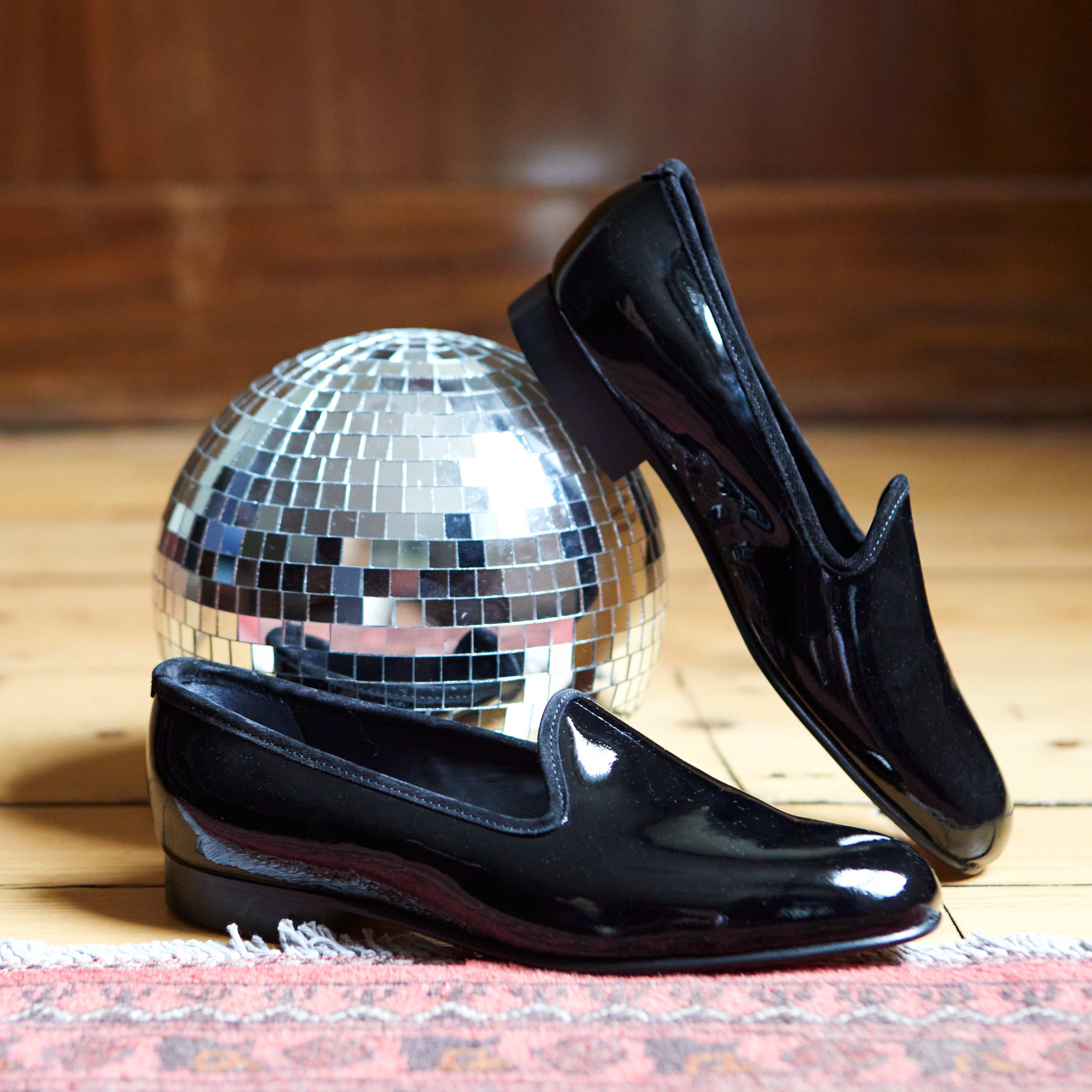 Black Patent Plain Venetian Slippers