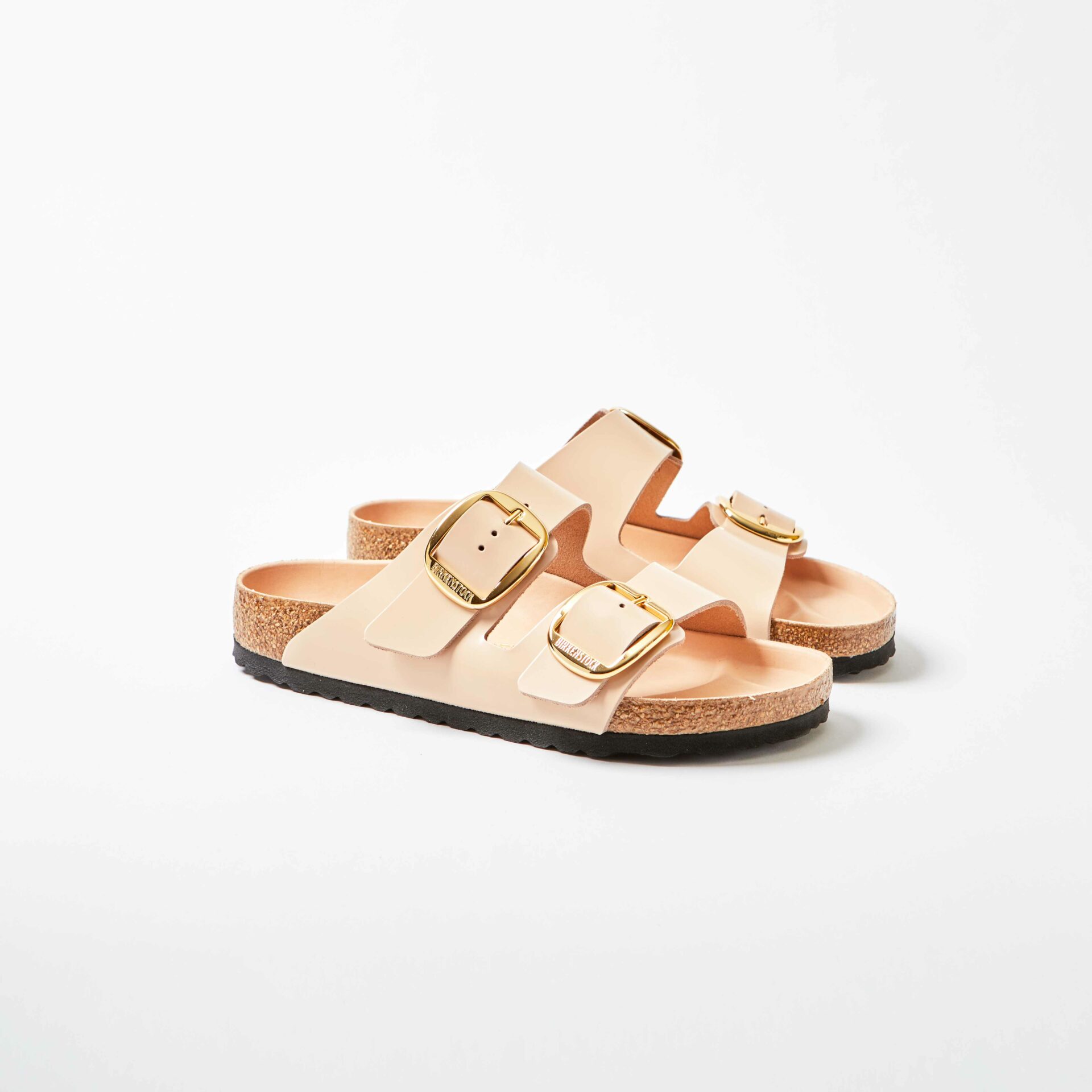 Arizona Big Buckle Natural Leather Patent High-Shine New Beige