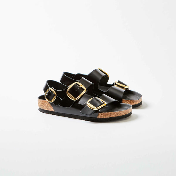 Milano Big Buckle Natural Leather High-Shine Black Bowhill and - Main Image