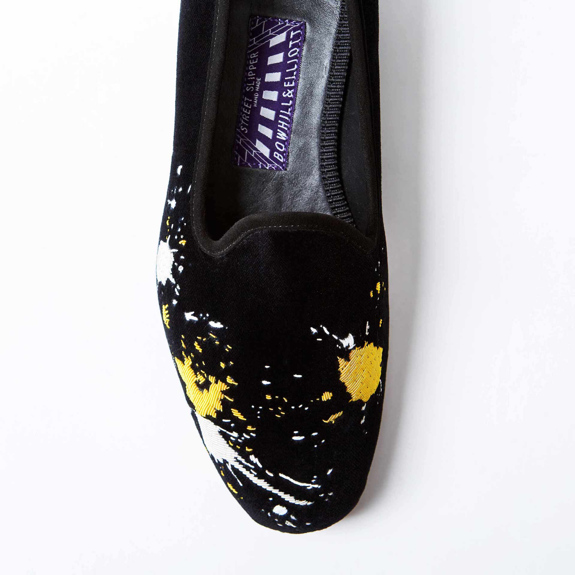 Black Velvet Venetian with Embroidered Paint Splatter