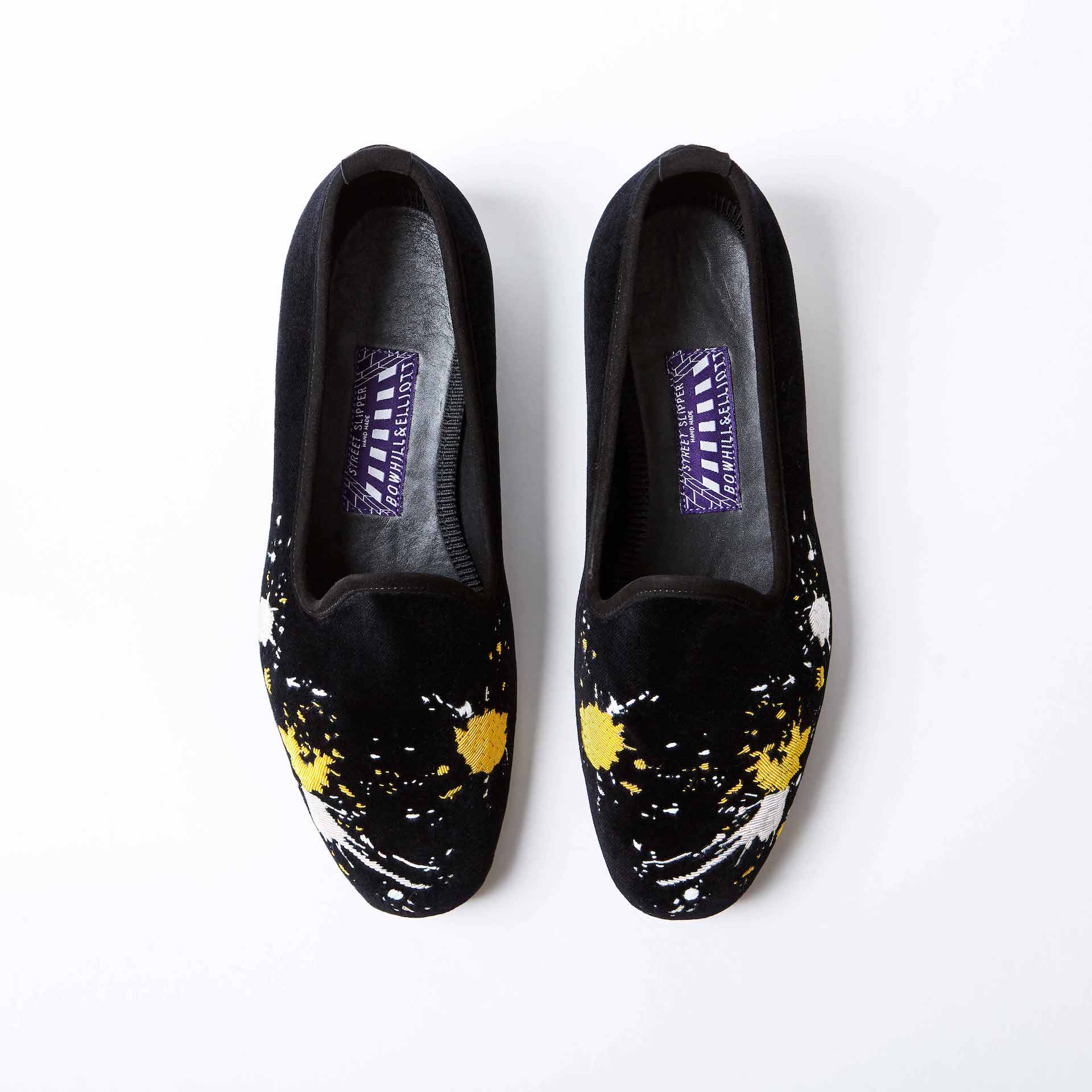 Black Velvet Venetian with Embroidered Paint Splatter