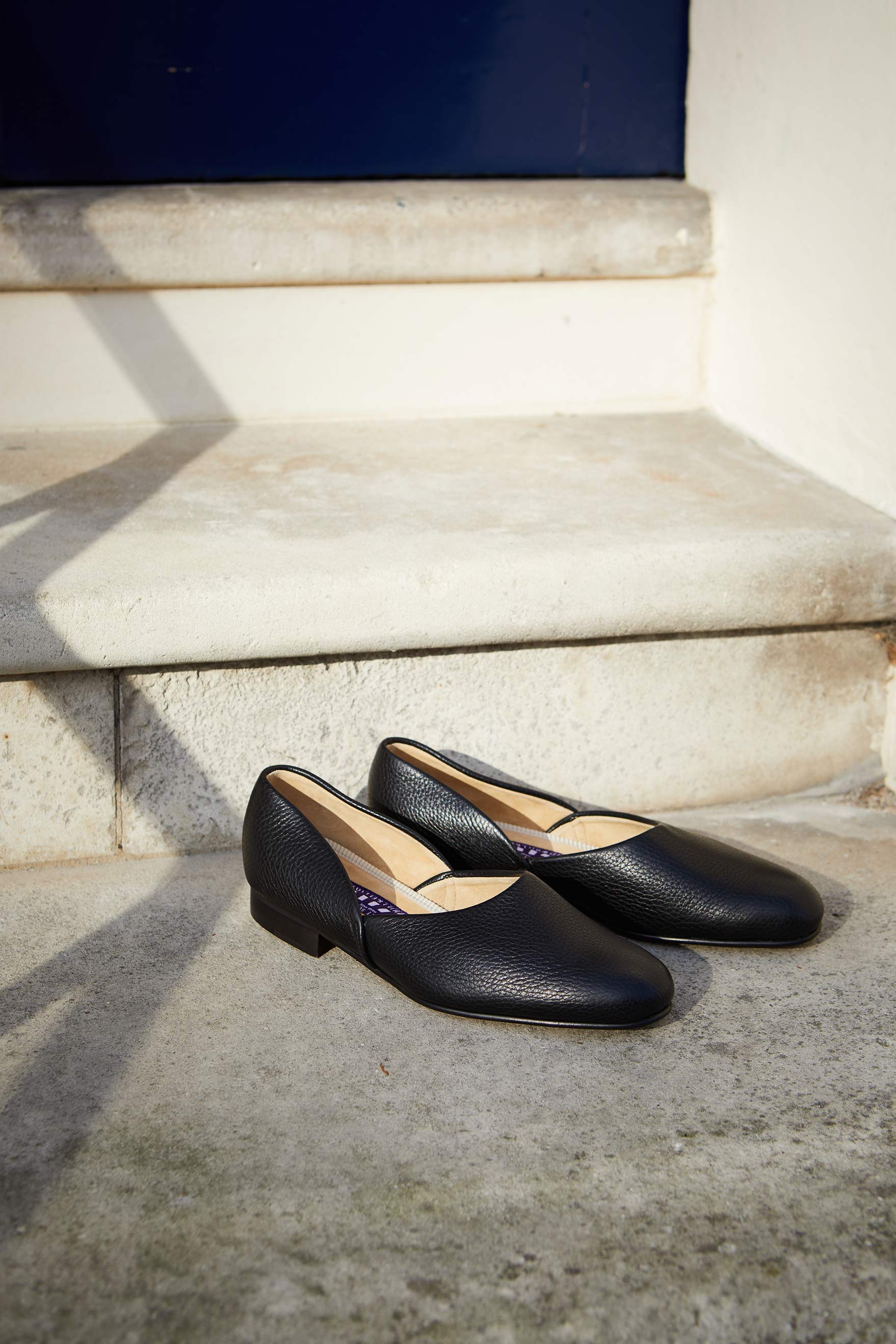 Black Deerskin Hard Sole Grecian Slippers