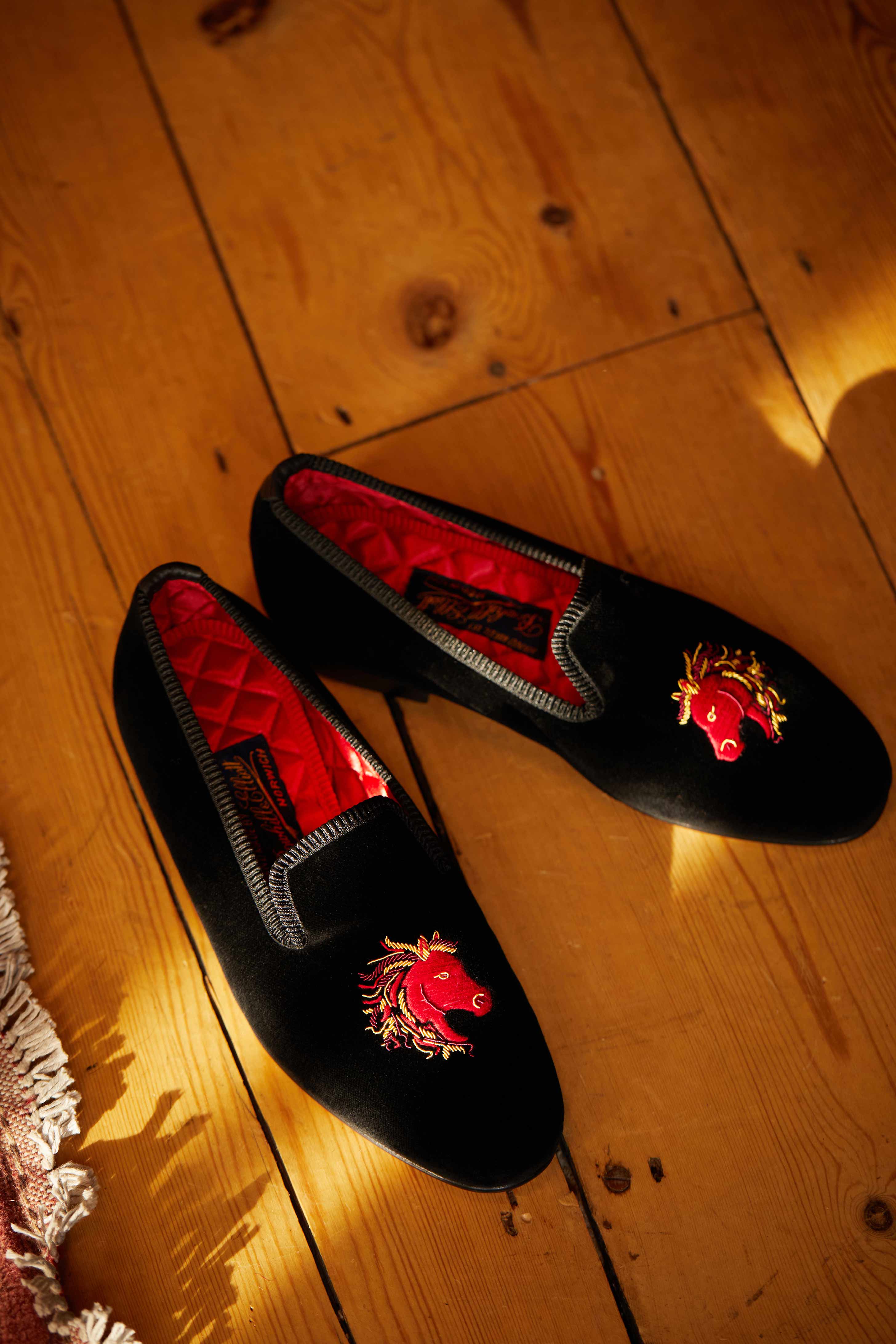 Black Velvet Albert with Embroidered Fire Horse