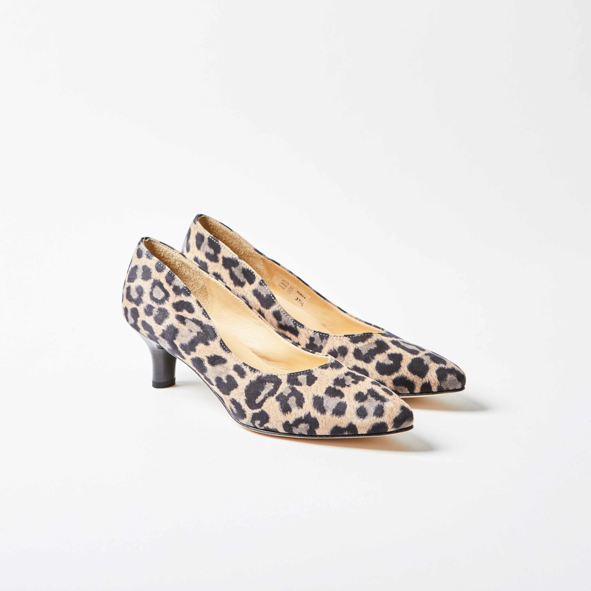 Genoa Leopard Print Suede Kitten Heel Court