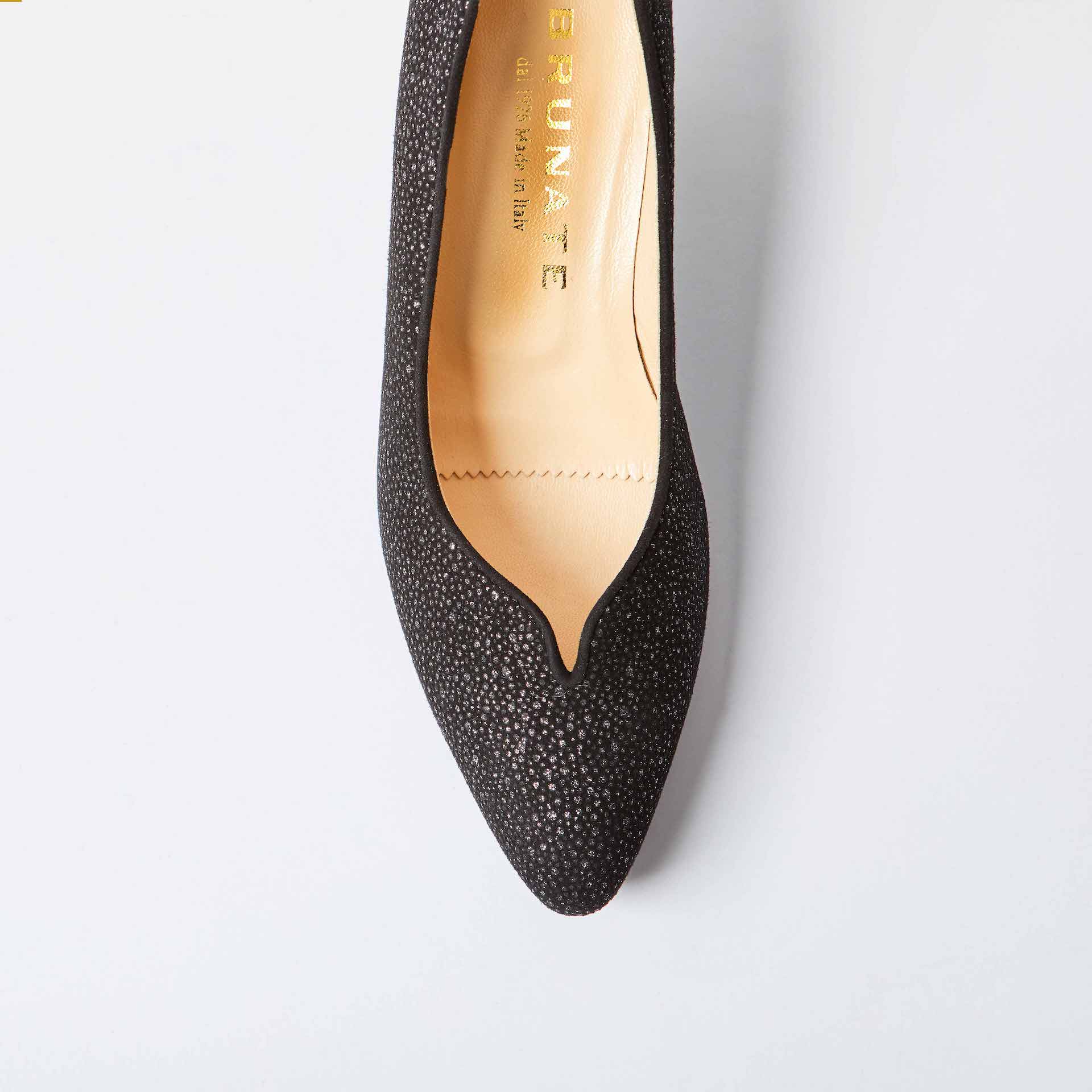 Palermo Black Printed Suede Kitten Heel Court
