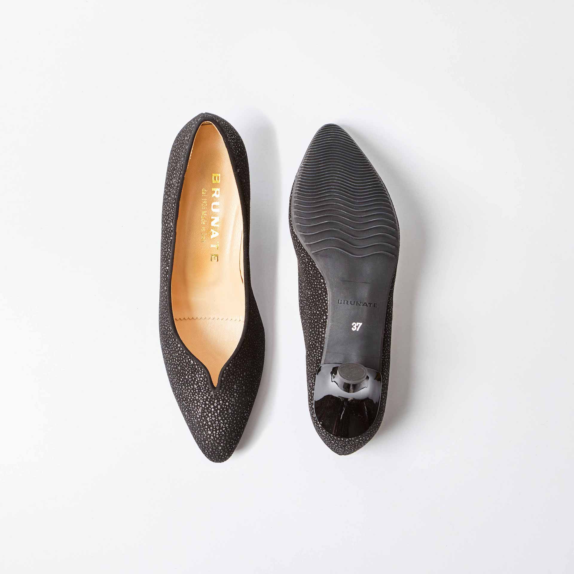 Palermo Black Printed Suede Kitten Heel Court