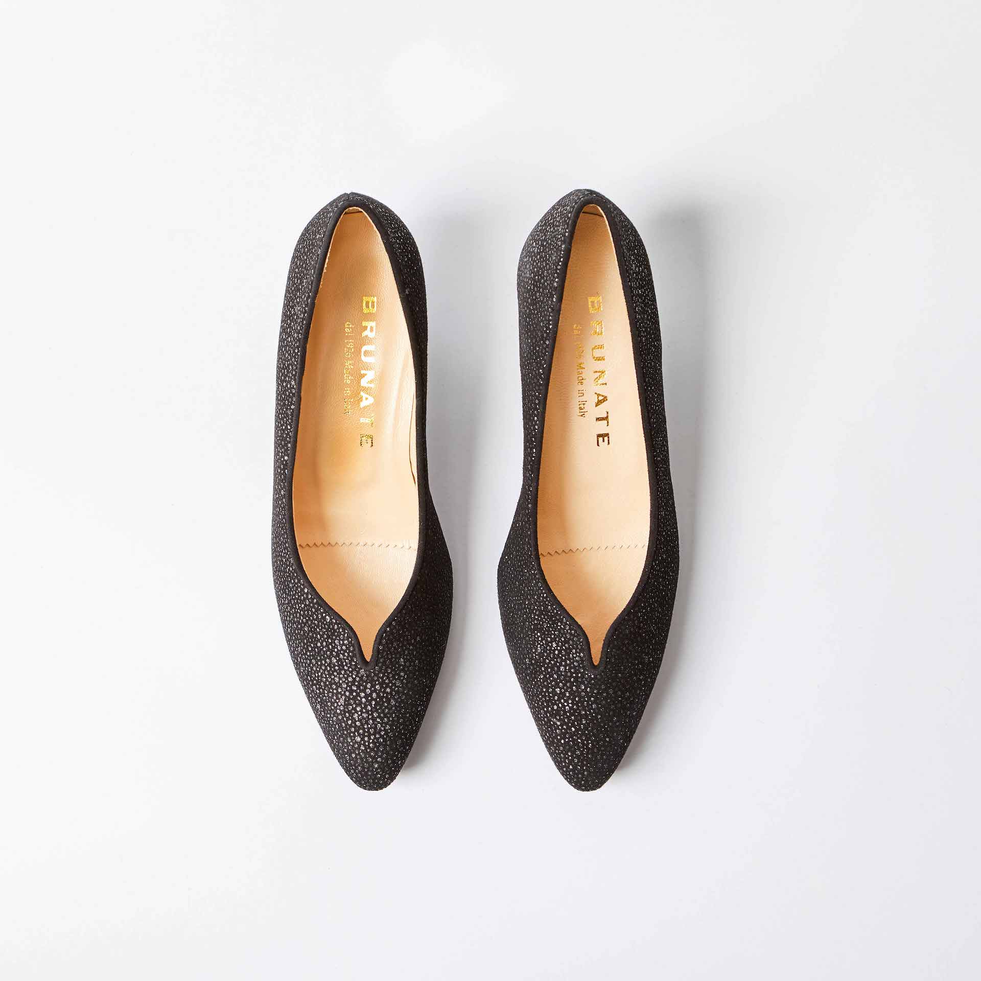 Palermo Black Printed Suede Kitten Heel Court