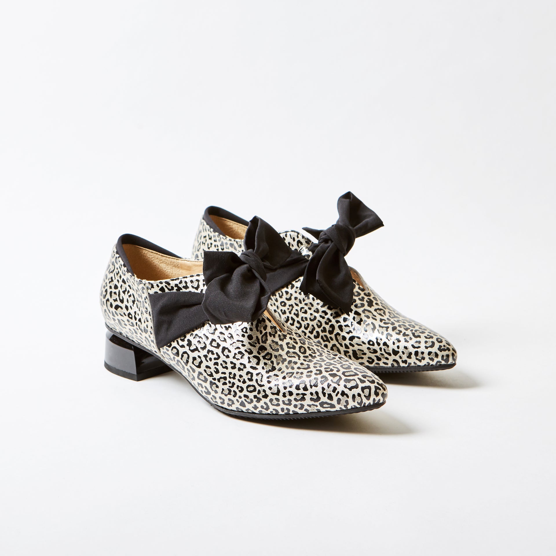 Milan Metallic Leather Animal Print Shoe with Bow