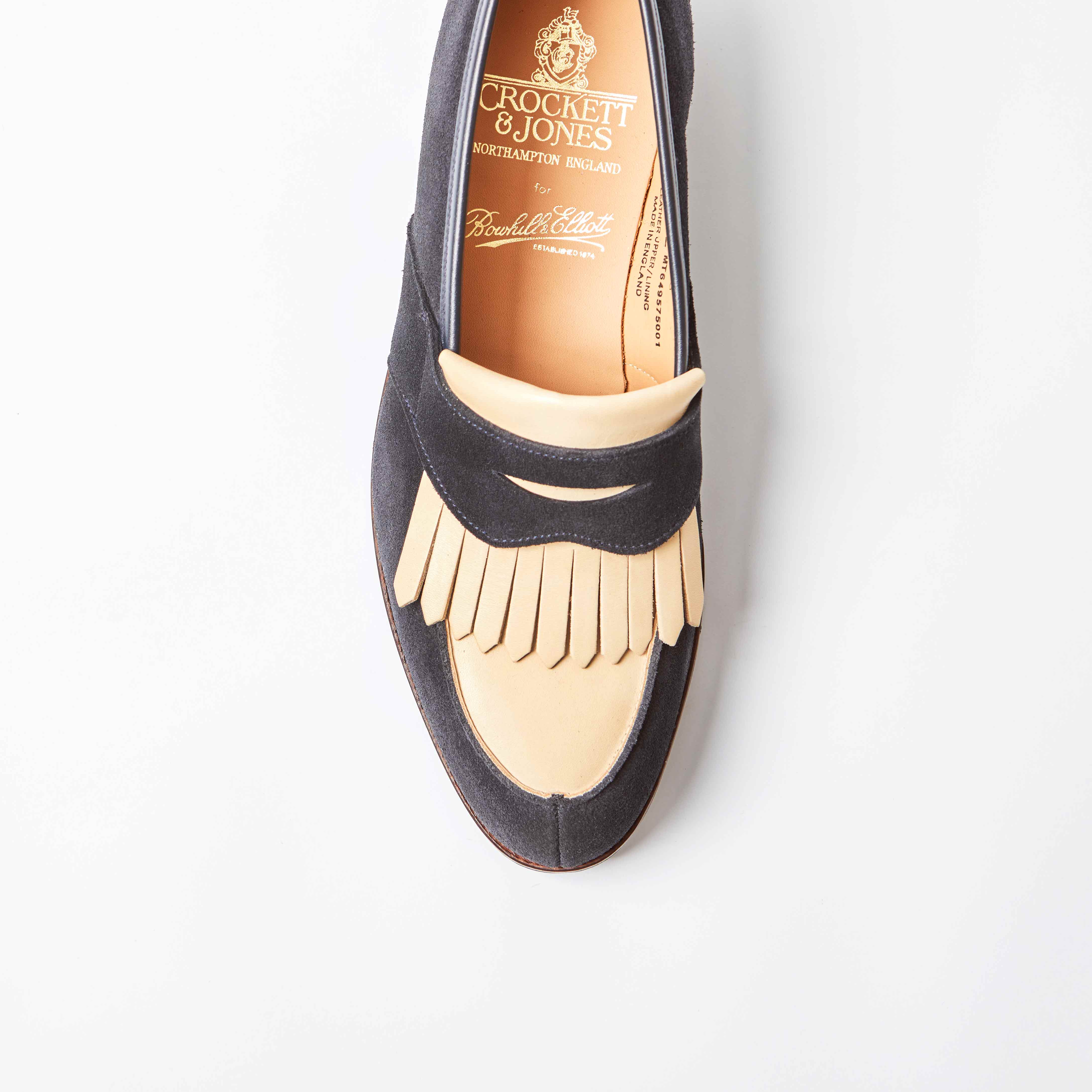 Crockett & Jones for Bowhill & Elliott - Sonning Navy Suede/Ivory Leather