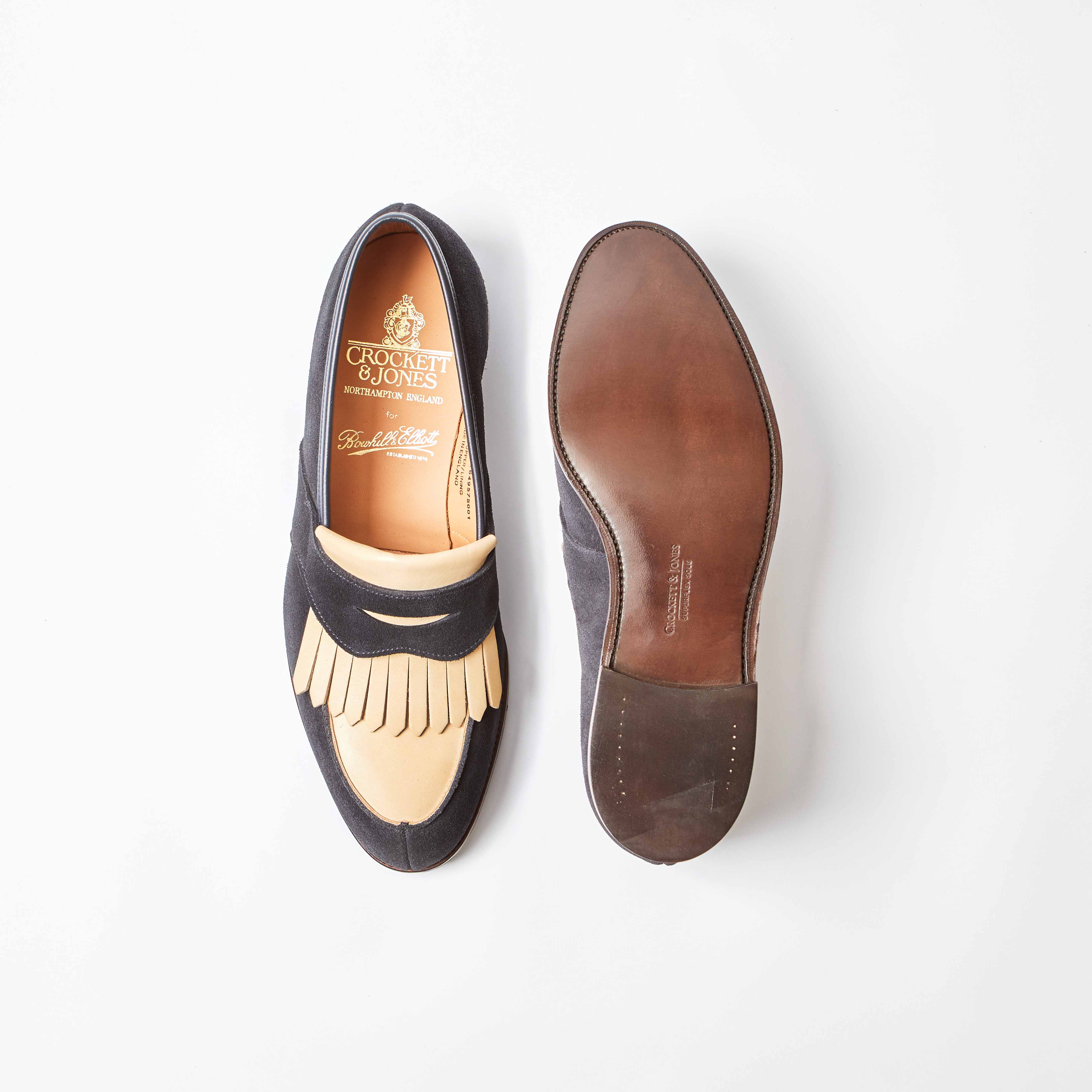 Crockett & Jones for Bowhill & Elliott - Sonning Navy Suede/Ivory Leather