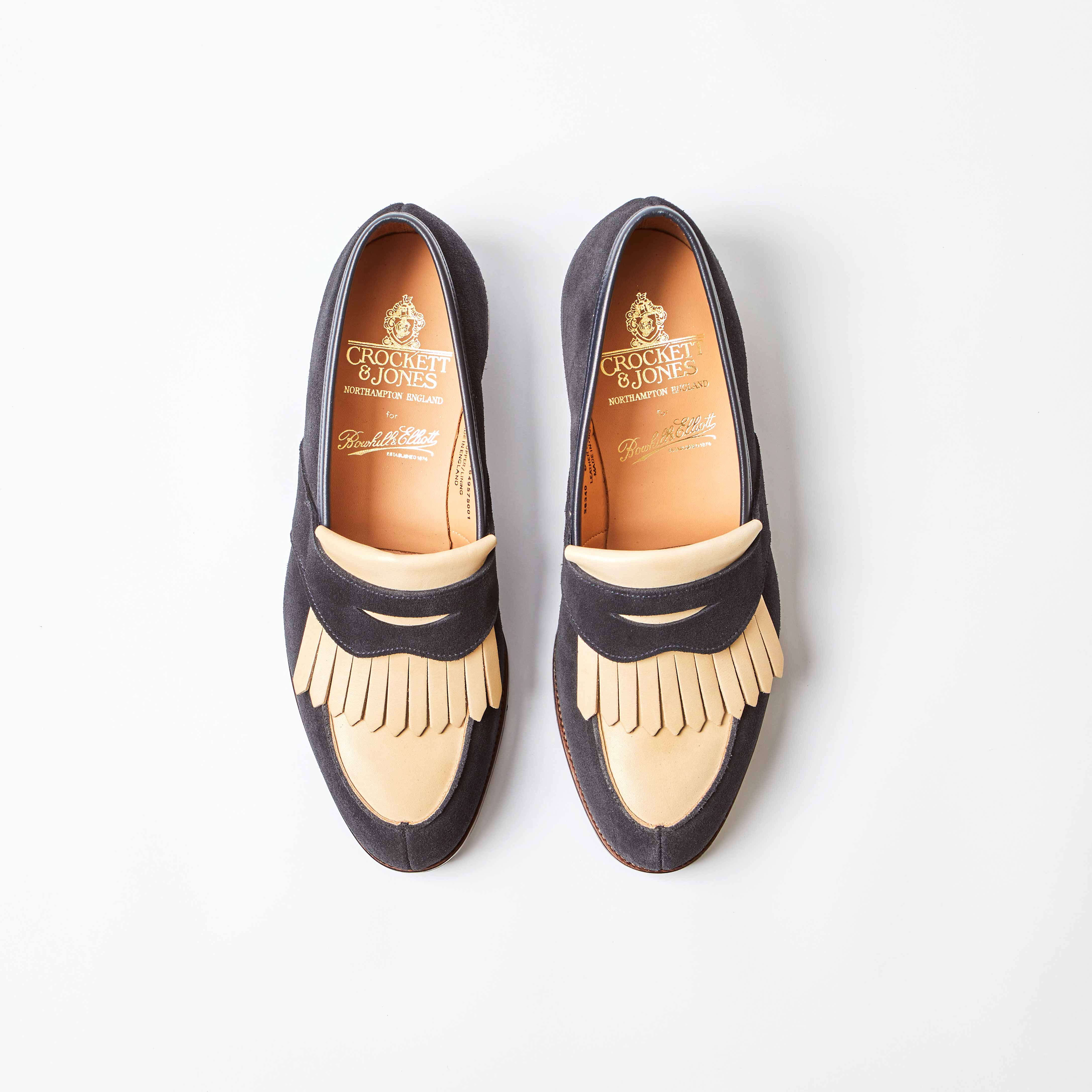 Crockett & Jones for Bowhill & Elliott - Sonning Navy Suede/Ivory Leather