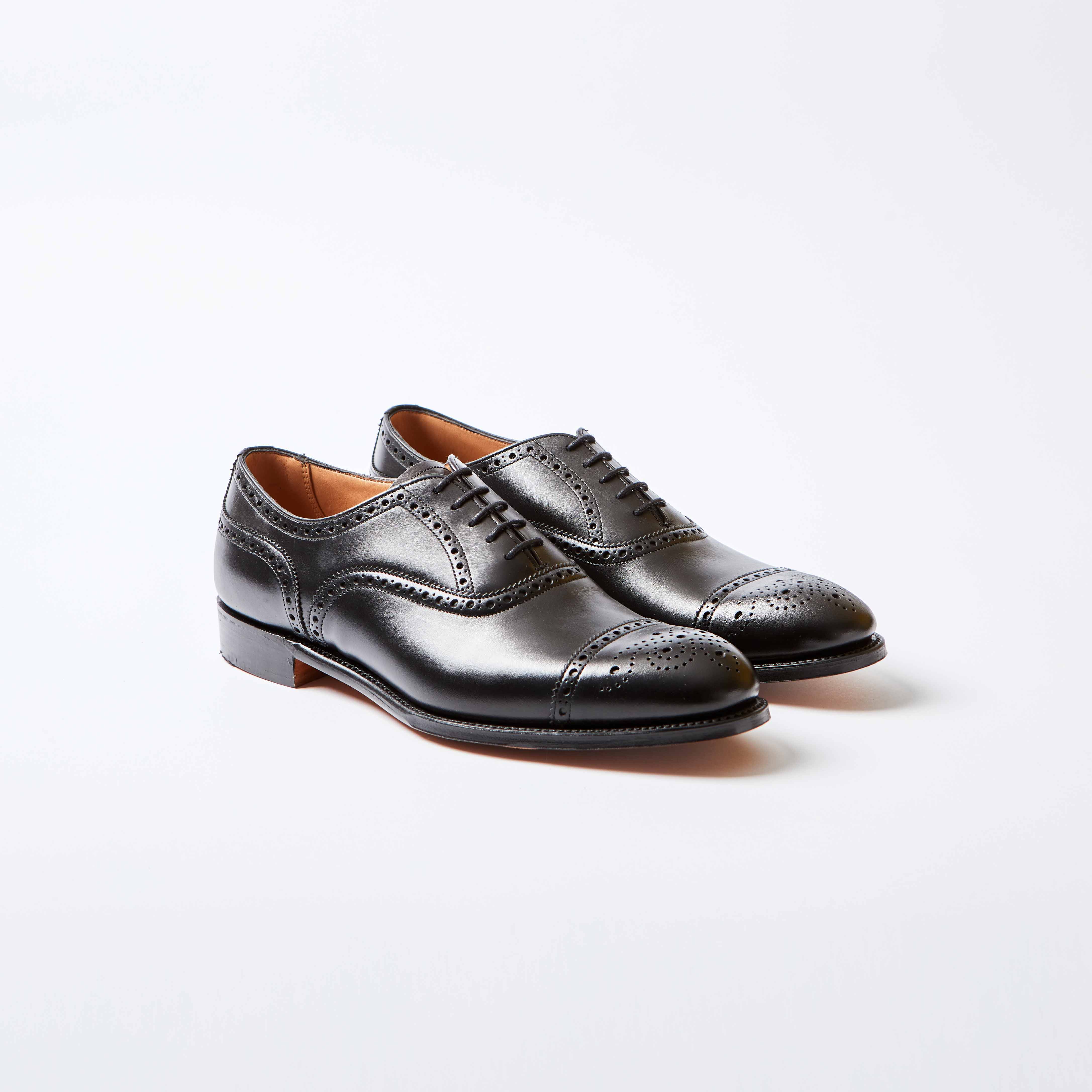 Wilfred Black Calf Semi-Brogue Oxfords