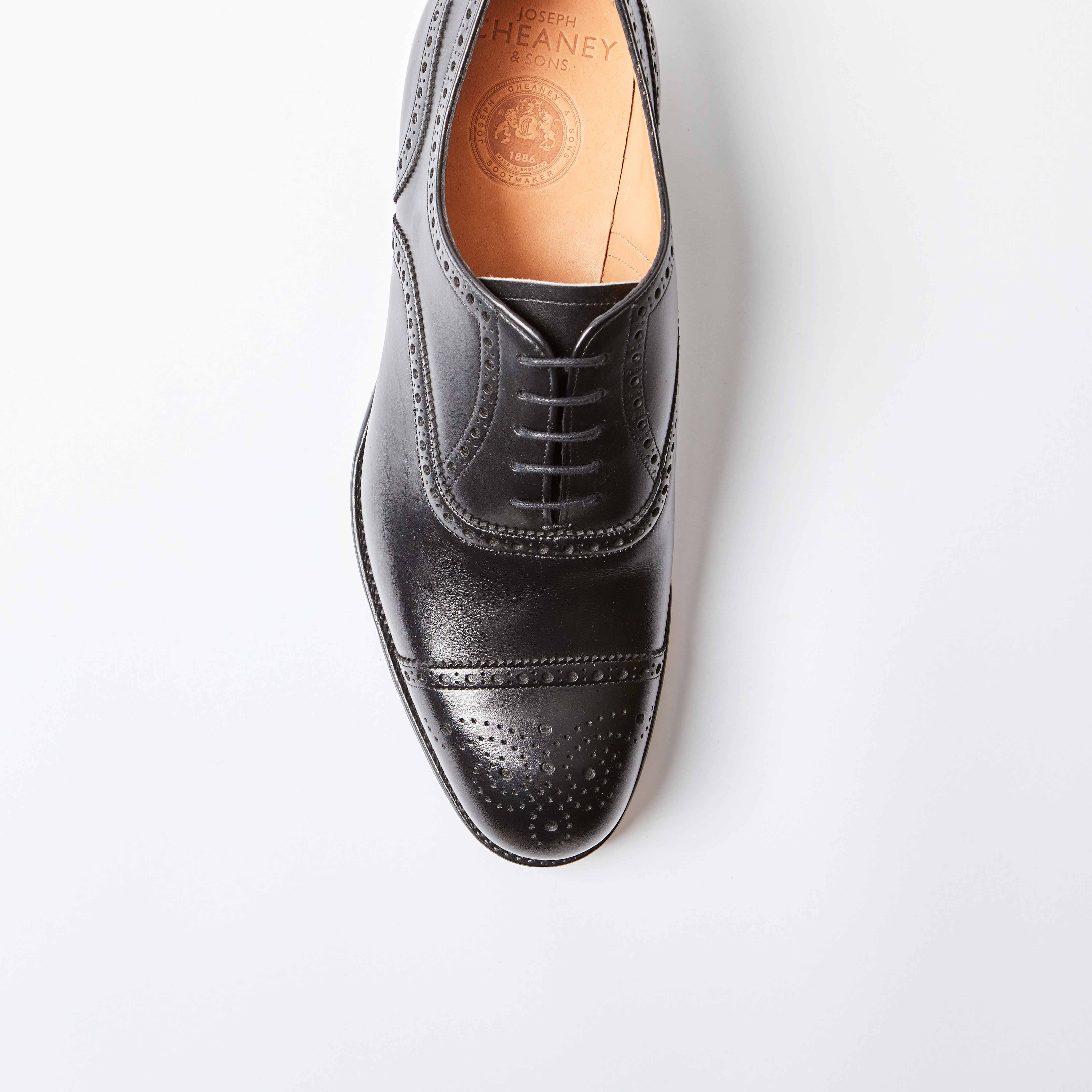 Wilfred Black Calf Semi-Brogue Oxfords | Bowhill and Elliott
