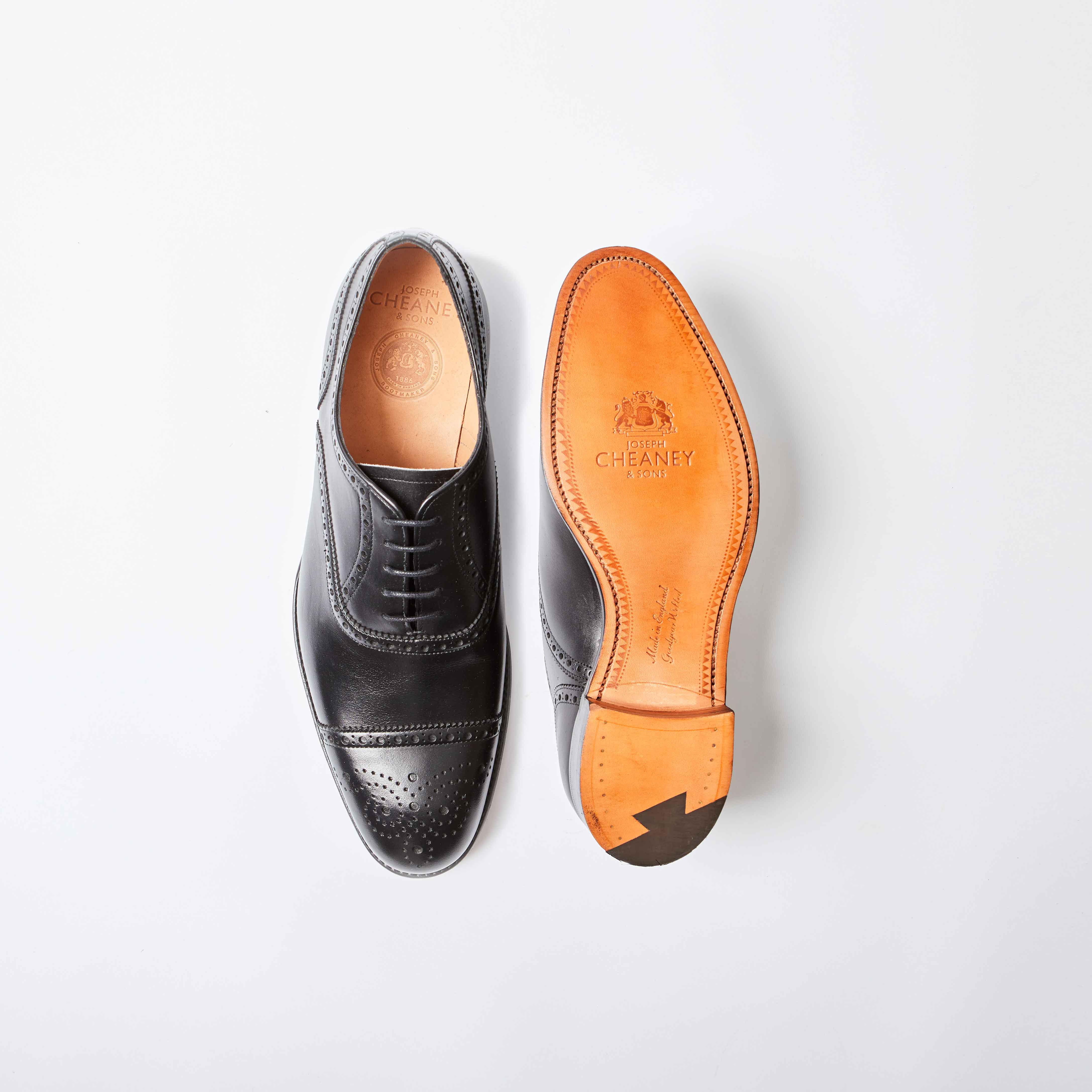 Wilfred Black Calf Semi-Brogue Oxfords | Bowhill and Elliott Wilfred Black Calf Semi-Brogue Oxfords | Bowhill and Elliott