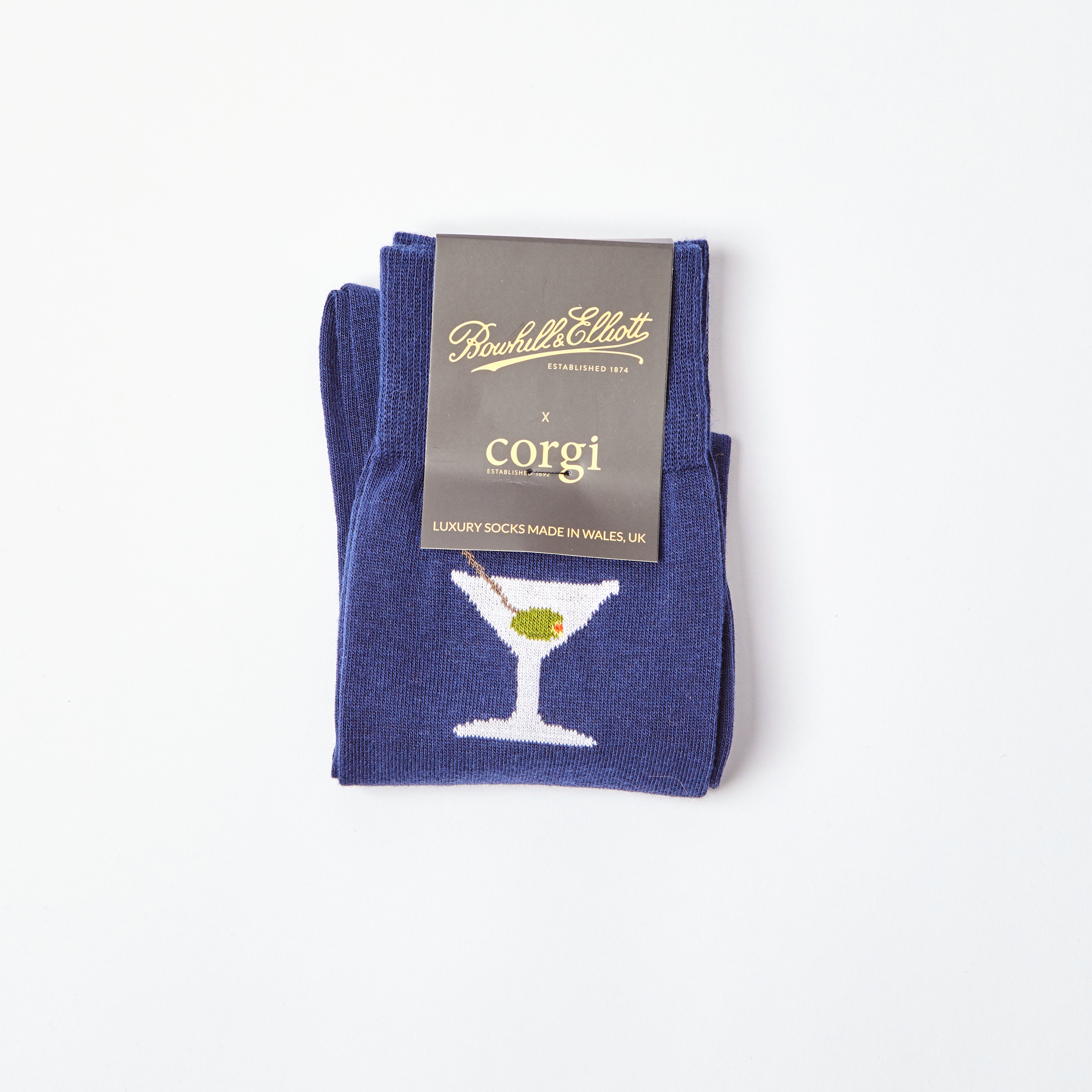 Men's Large Martini motif Navy socks