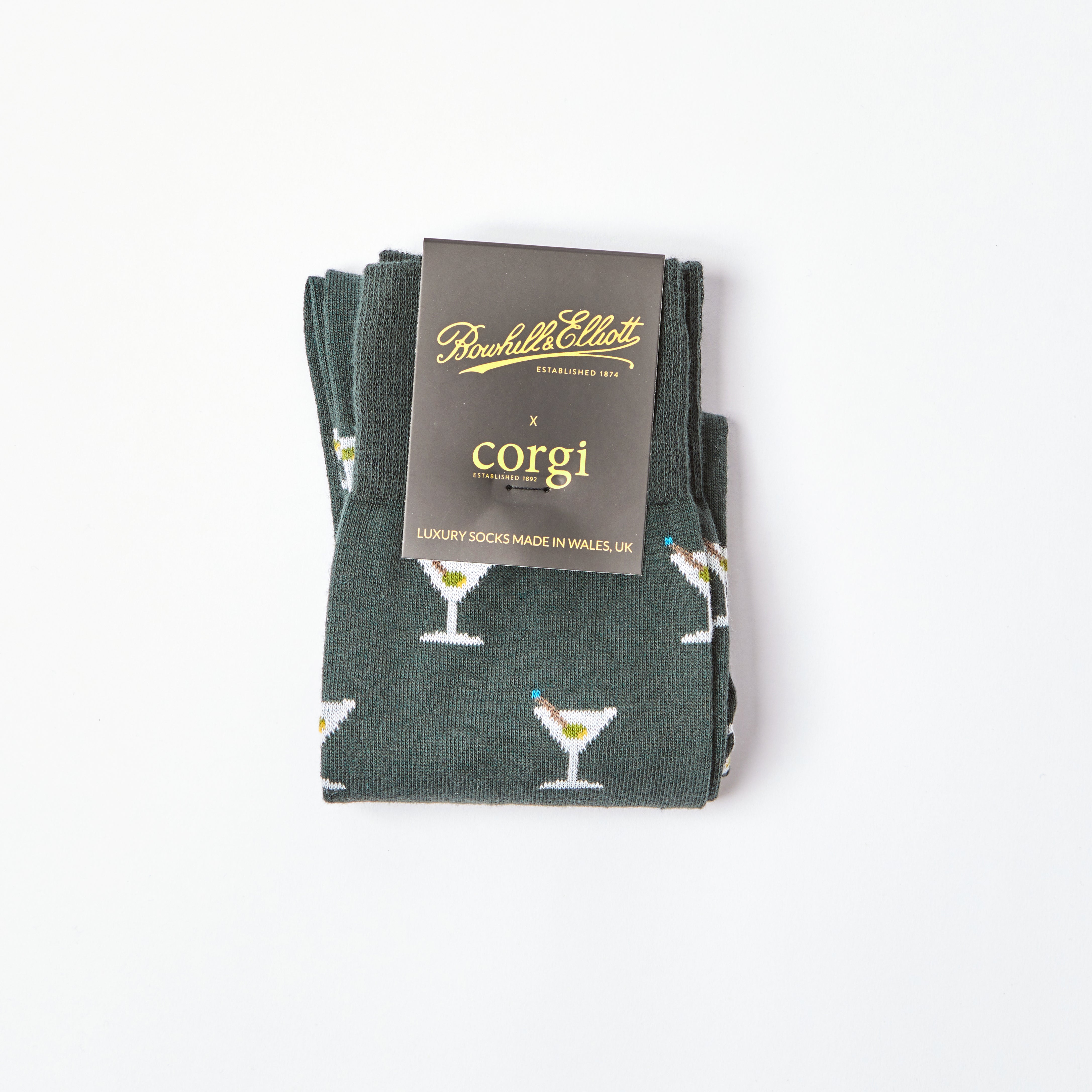 Men's Martini motif Green socks