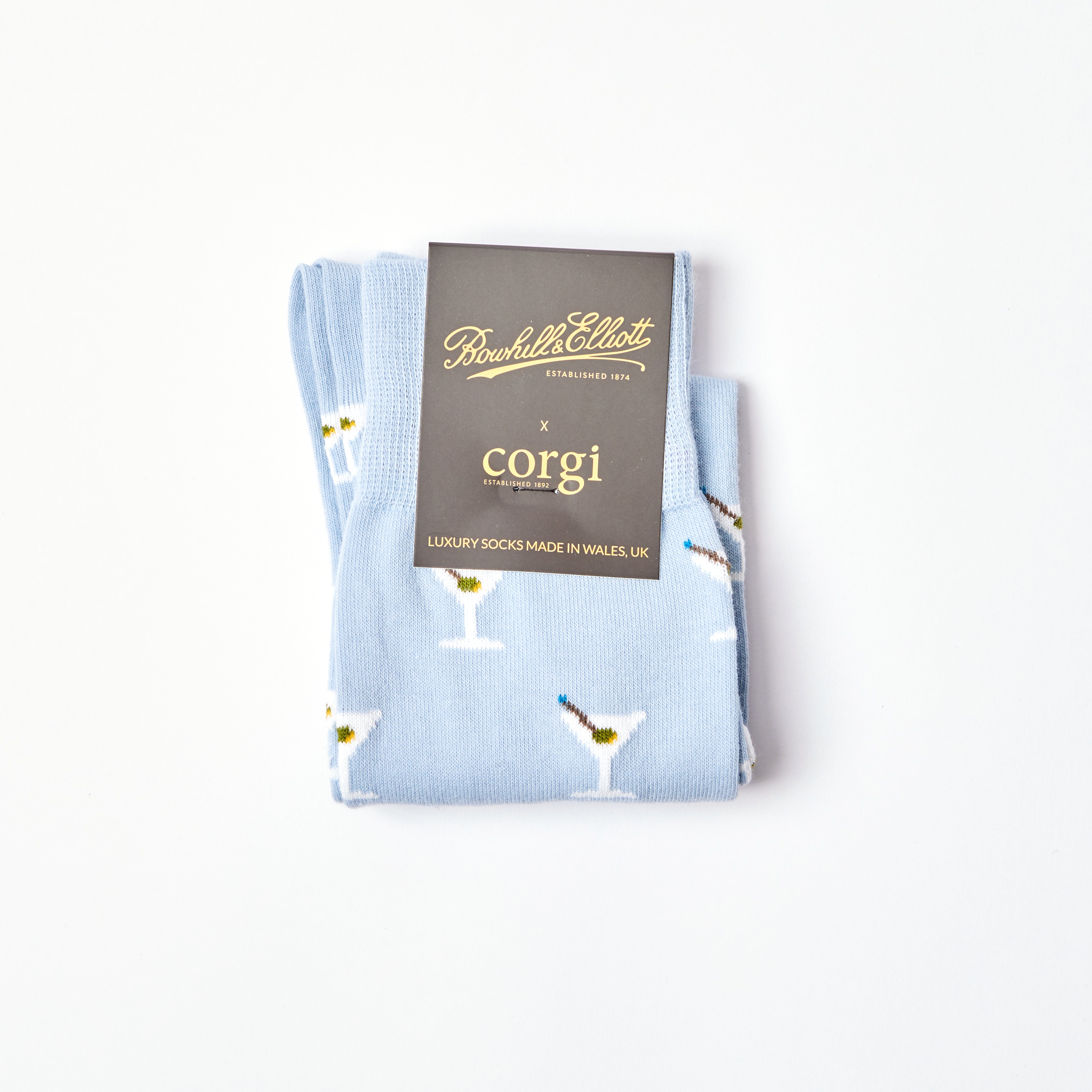 Men's Martini motif Blue socks