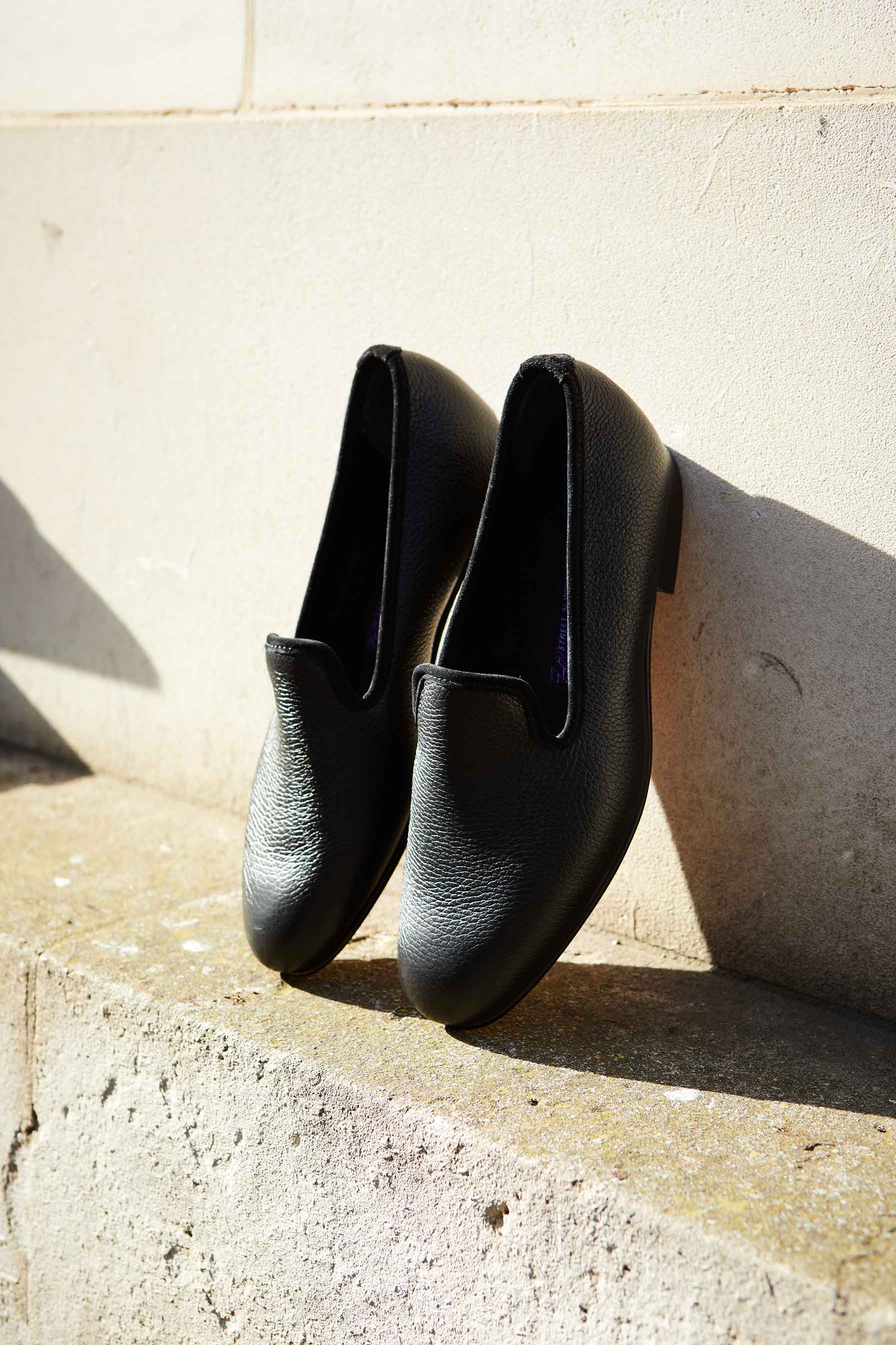 Black Deerskin Albert Street Slippers